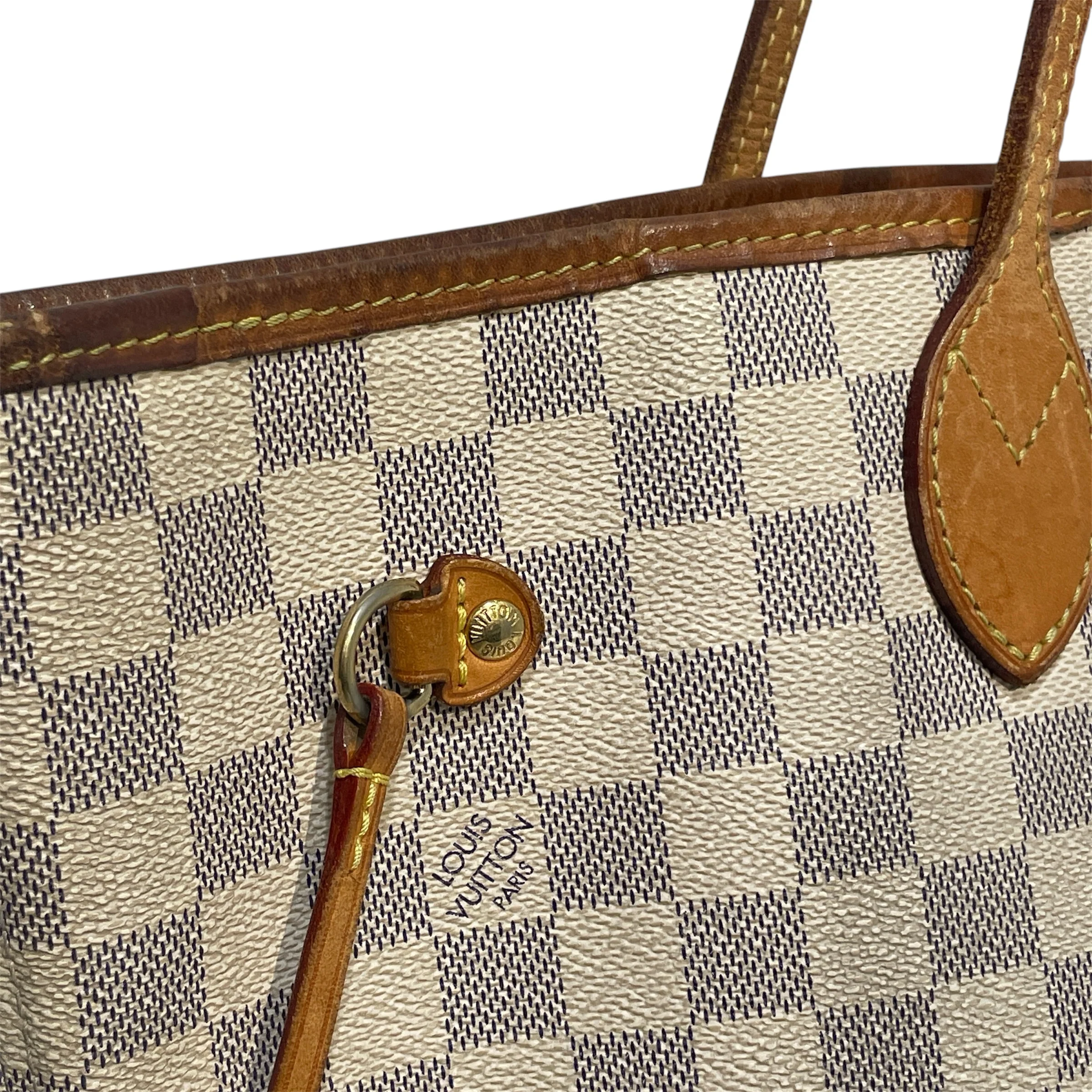 LOUIS VUITTON/Tote Bag/Monogram/Leather/WHT/Damier Azur Neverfull