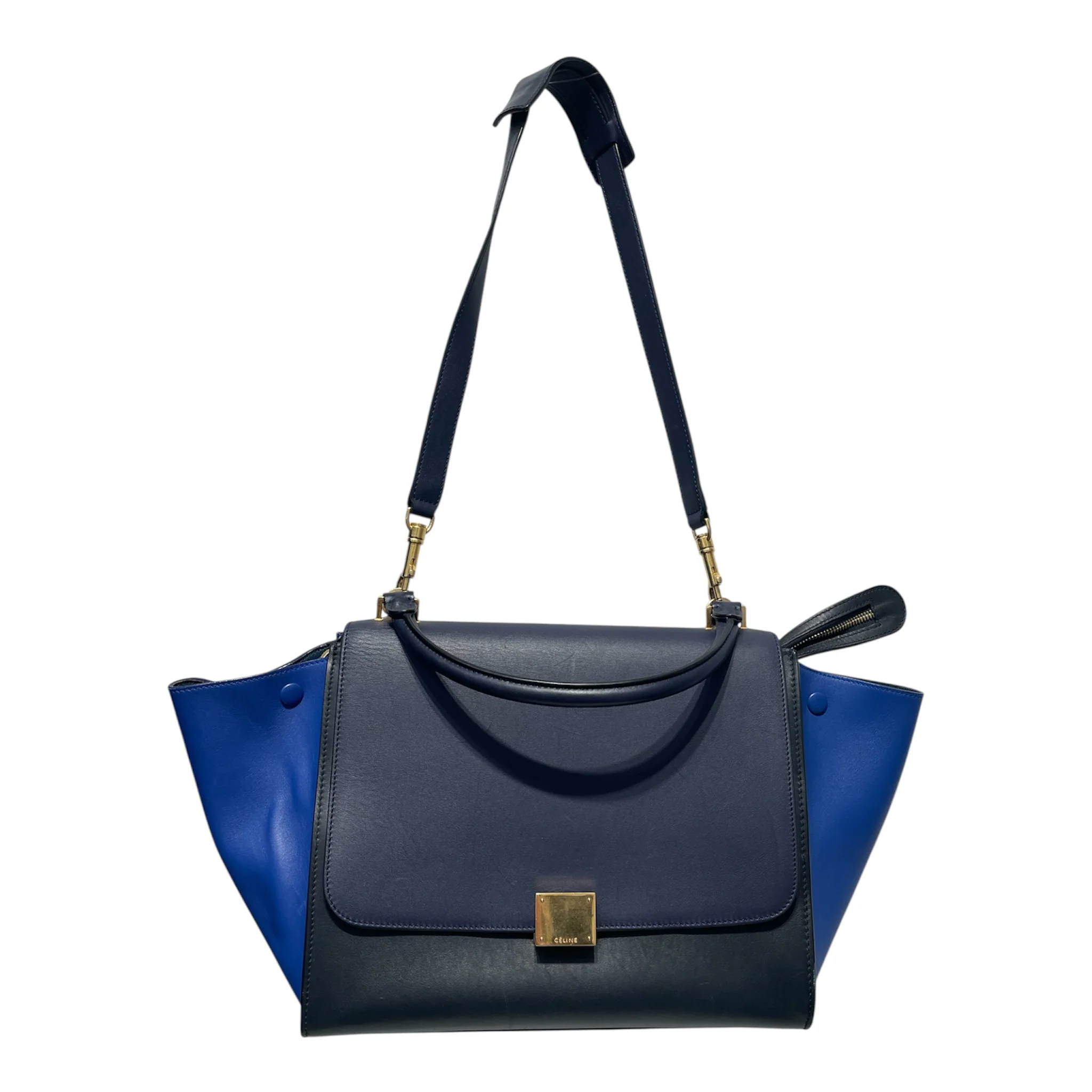 CELINE/Hand Bag/Leather/BLU/trapeze