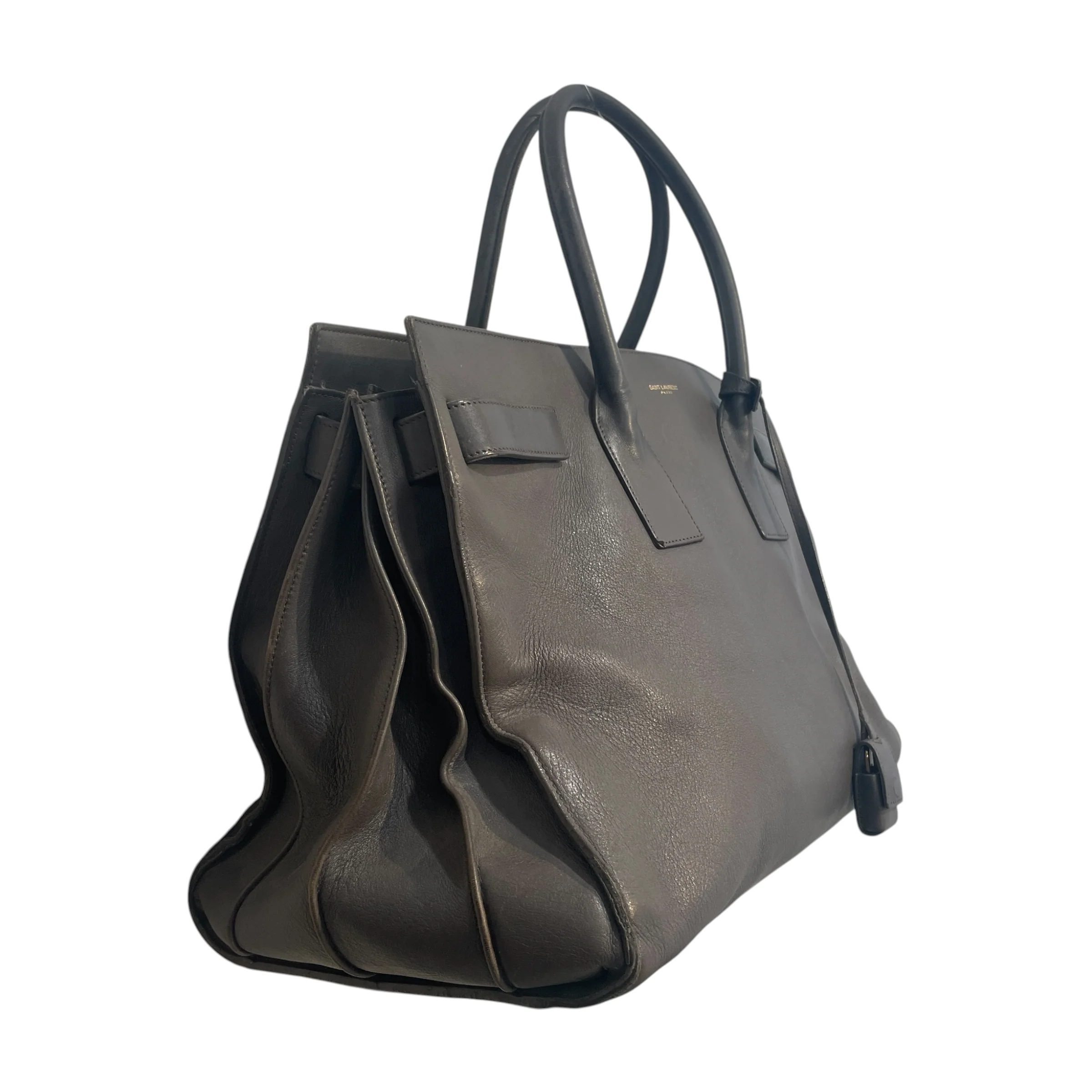 YVES SAINT LAURENT/Hand Bag/Leather/GRY/Sac de Jour