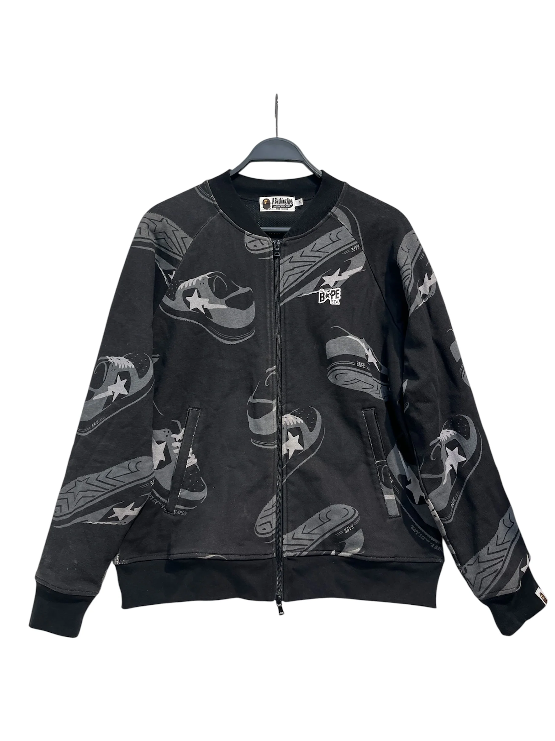 A BATHING APE/Jacket/M/Cotton/BLK/All Over Print/BAPESTA SHOE GRAPHIC ZIP UP
