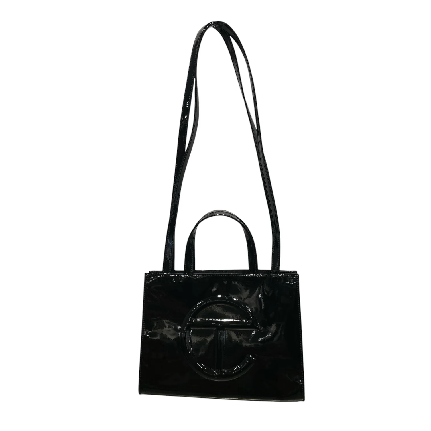 Telfar/Tote Bag/Leather/BLK/Black Patent Leather Tote Bag