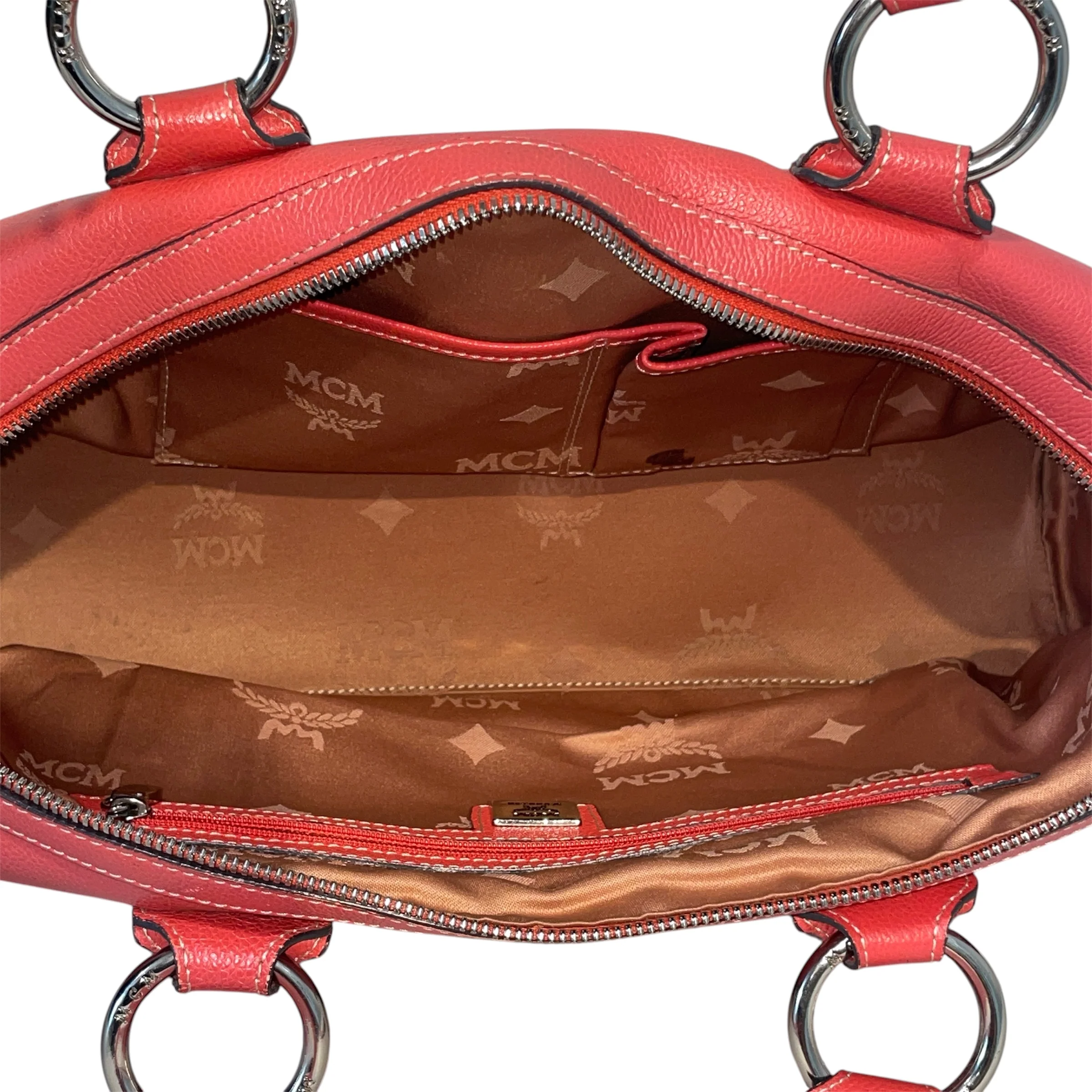 MCM/Bag/Leather/PNK/Red Boston Bag