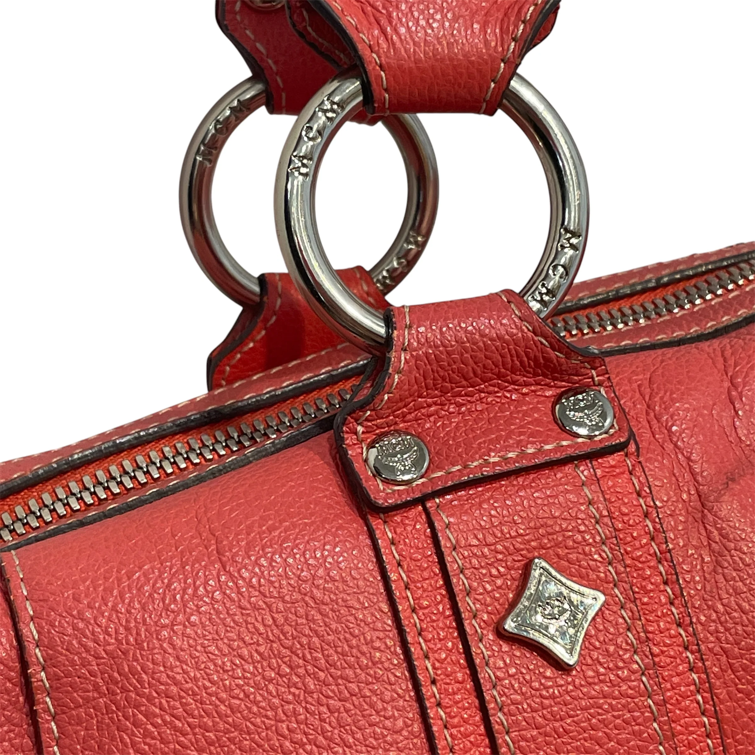 MCM/Bag/Leather/PNK/Red Boston Bag