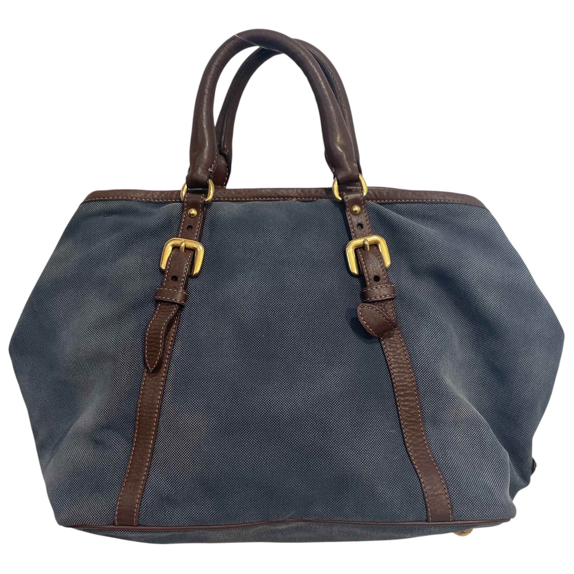 PRADA/Bag/Cotton/BLU/Blue Canvas LEather Trimmed