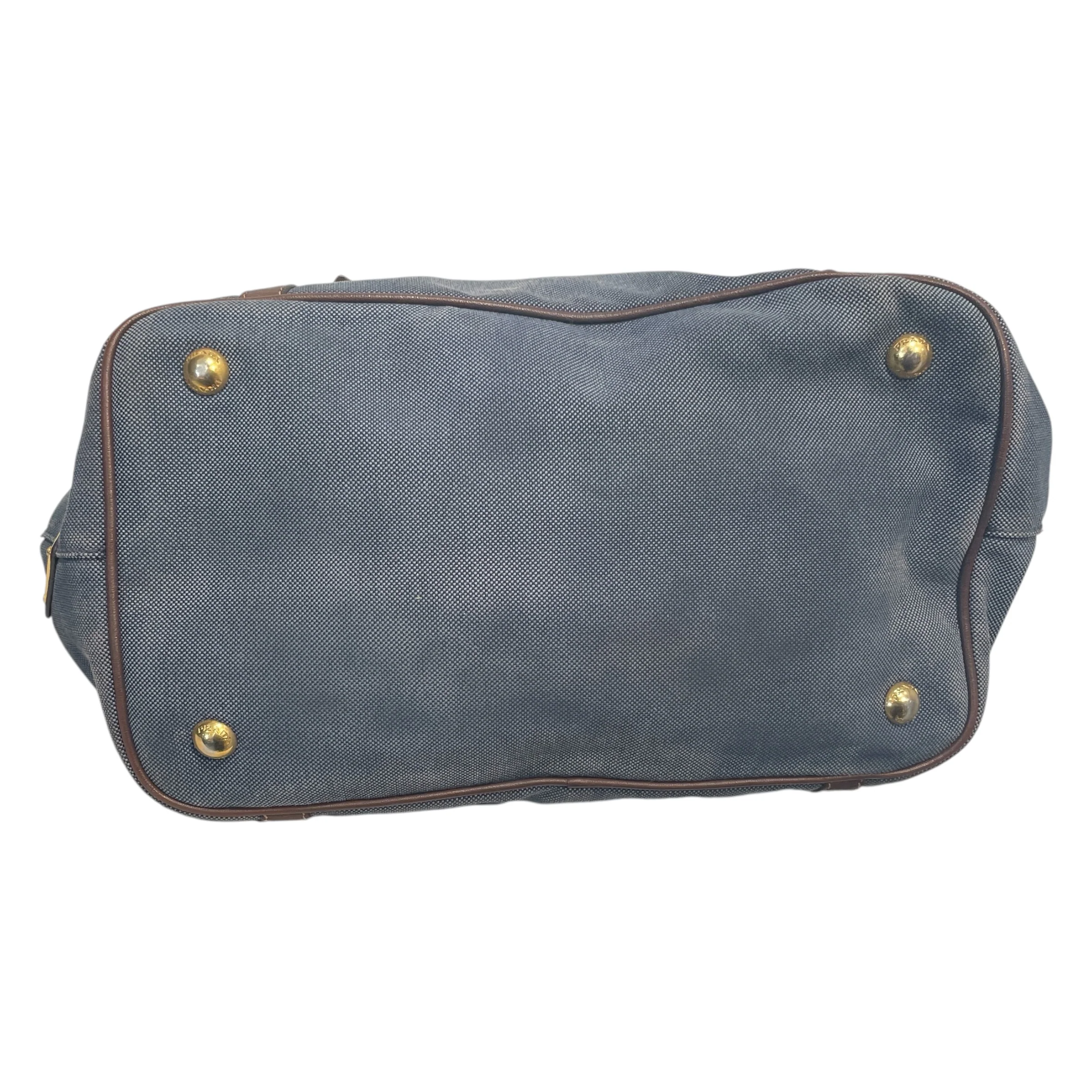 PRADA/Bag/Cotton/BLU/Blue Canvas LEather Trimmed