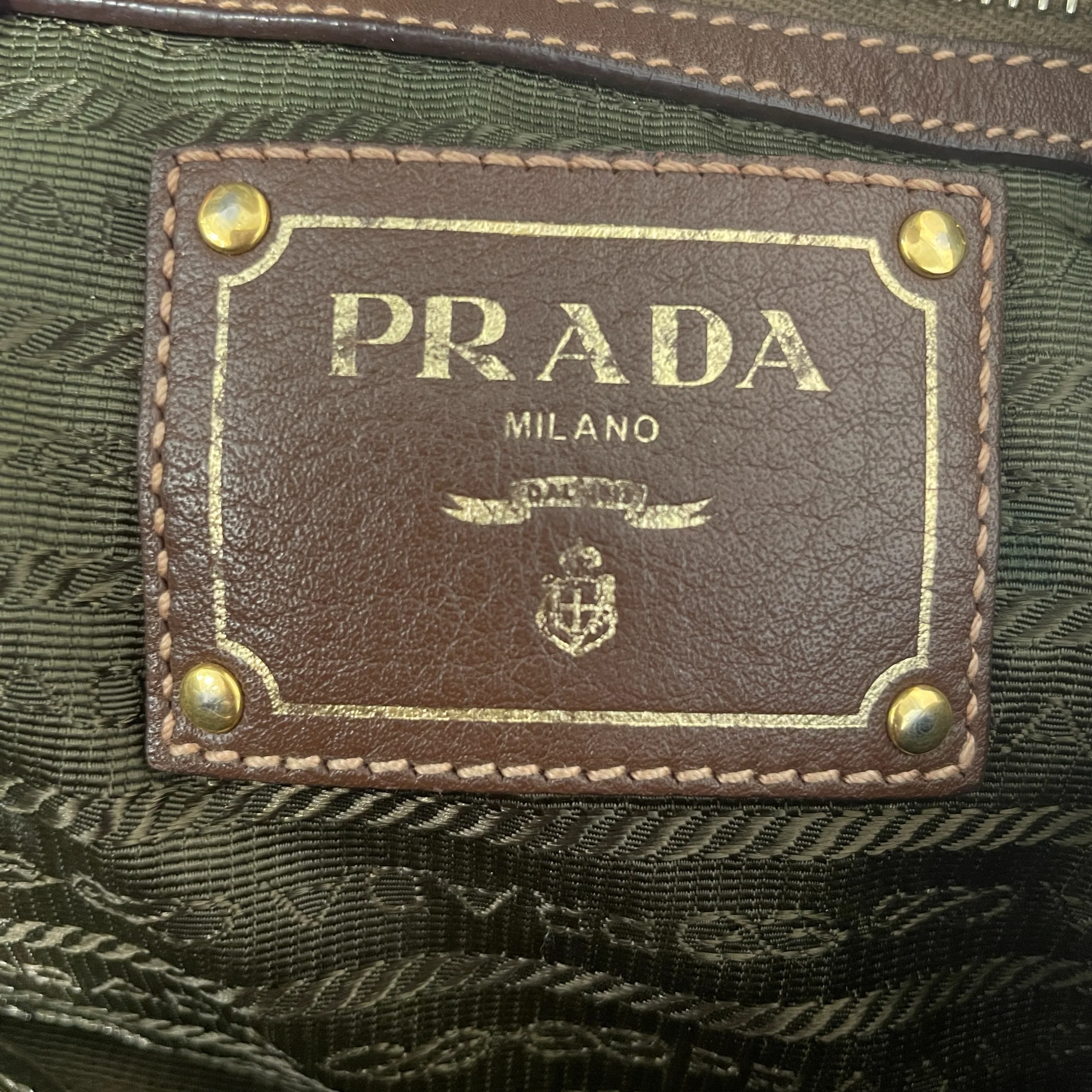 PRADA/Bag/Cotton/BLU/Blue Canvas LEather Trimmed