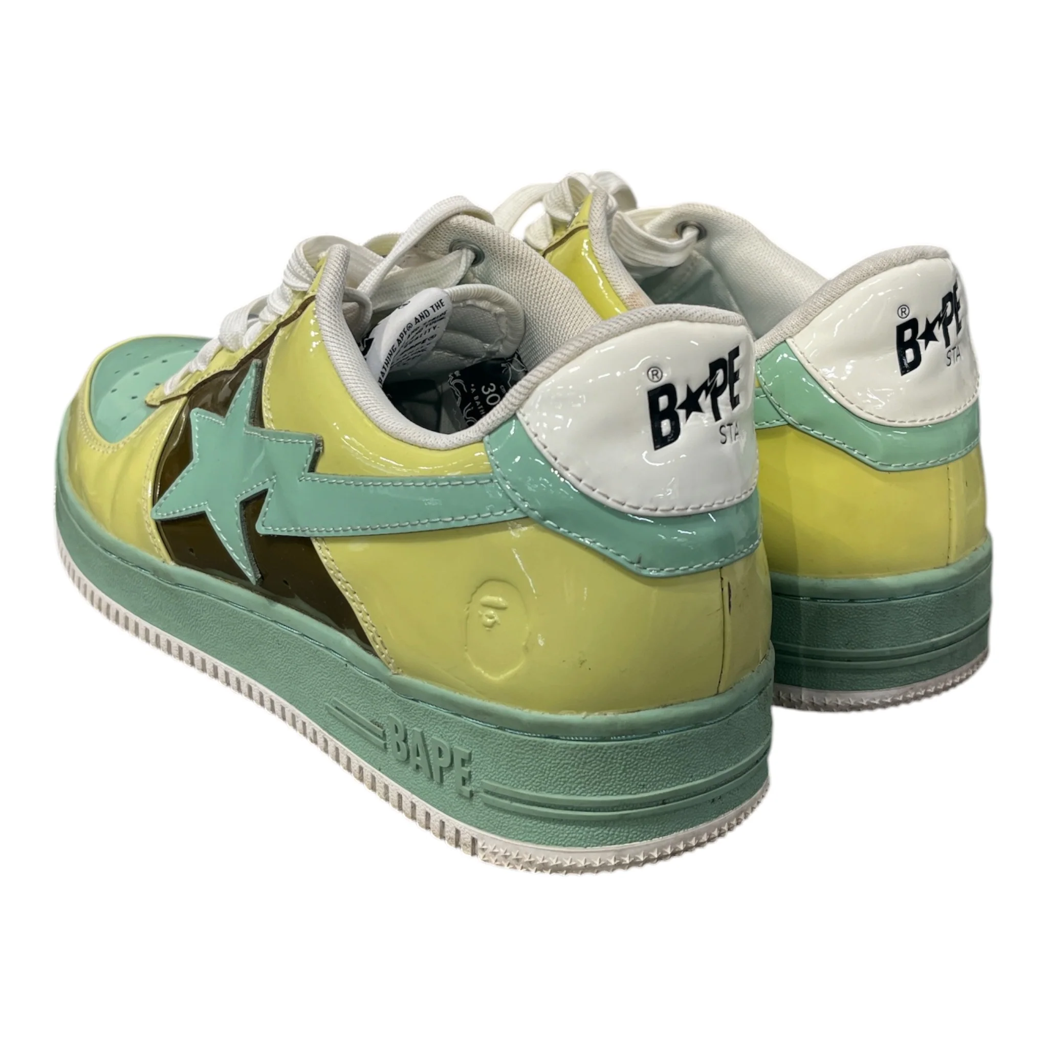 BAPE STA!/Low-Sneakers/US 12/Leather/GRN/NOSTALGIC YELLOW GREEN BROWN