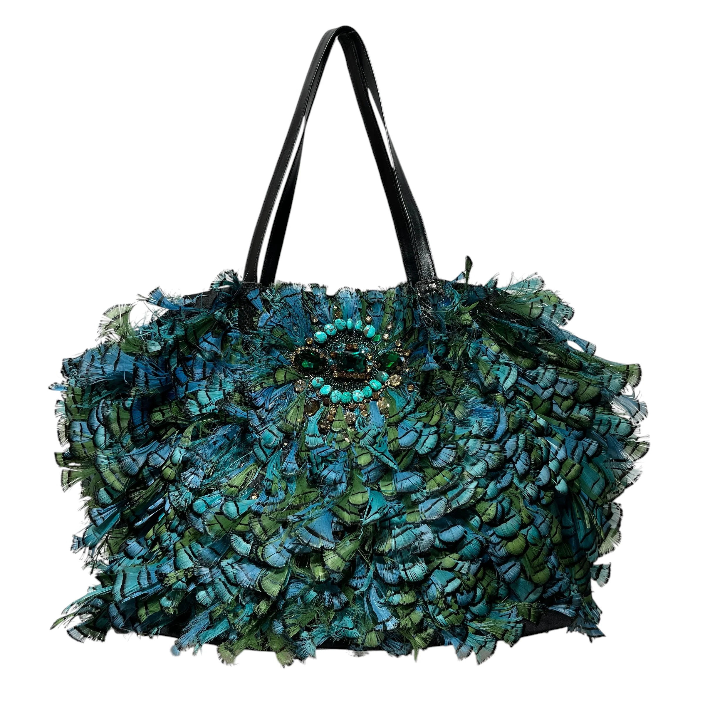 VALENTINO/Tote Bag/BLU/FEATHERED TOTE