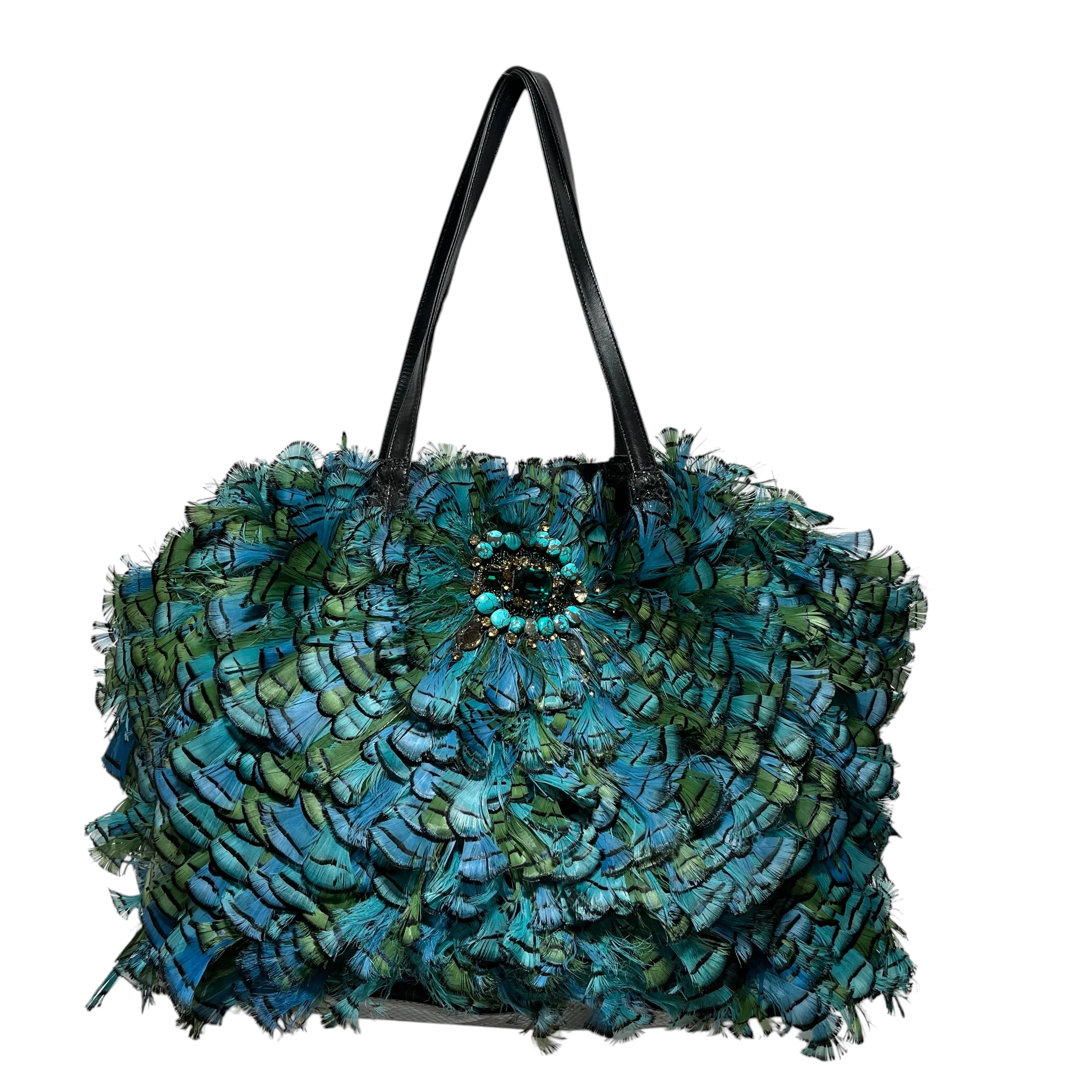 VALENTINO/Tote Bag/BLU/FEATHERED TOTE