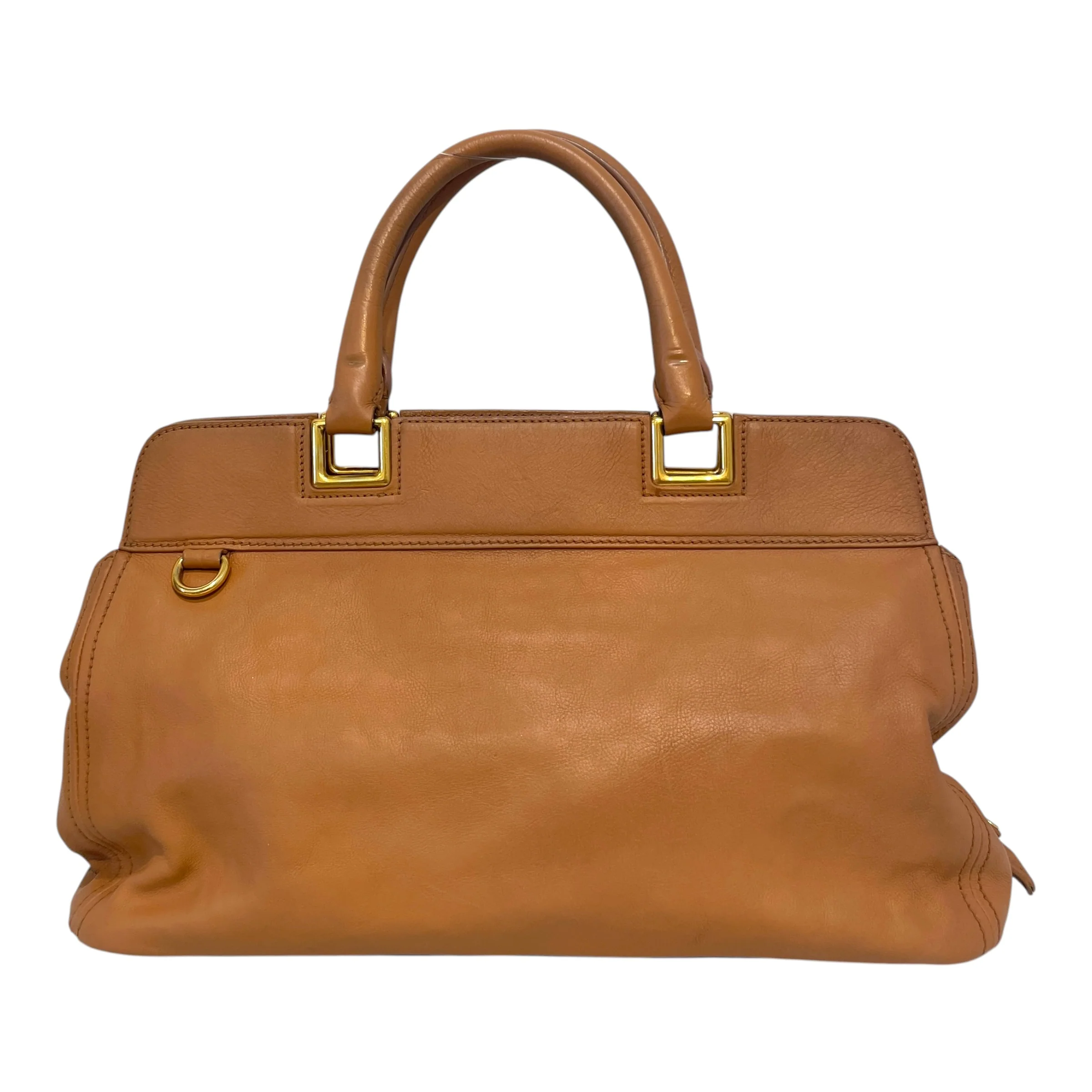 PRADA/Hand Bag/Leather/BRW/Glace Calf Frame Satchel