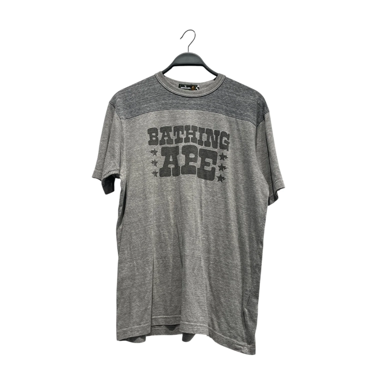 A BATHING APE/T-Shirt/L/Cotton/GRY/Triple Star Bathing Ape