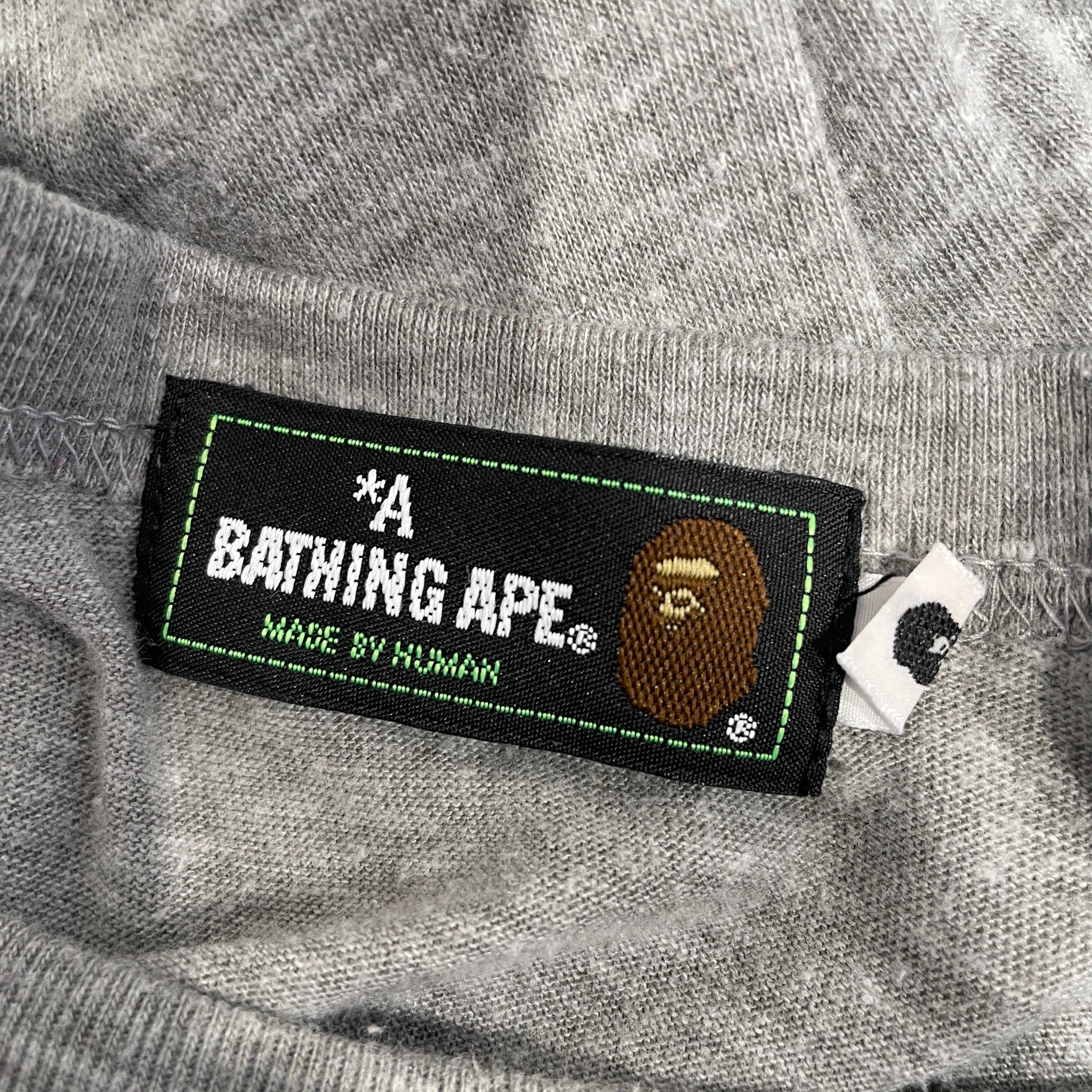 A BATHING APE/T-Shirt/L/Cotton/GRY/Triple Star Bathing Ape