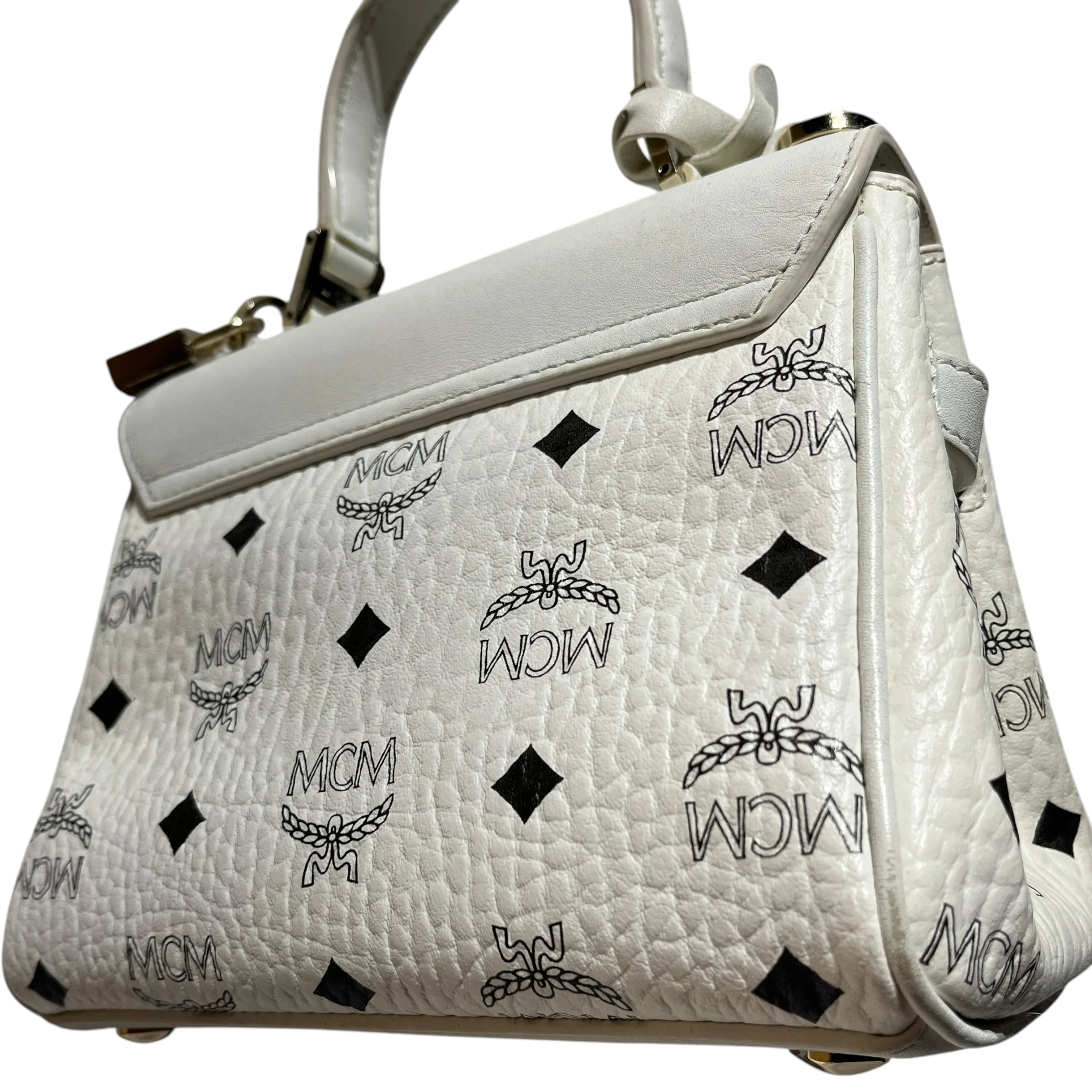 MCM/Bag/Leather/WHT/studded mini bag no strap