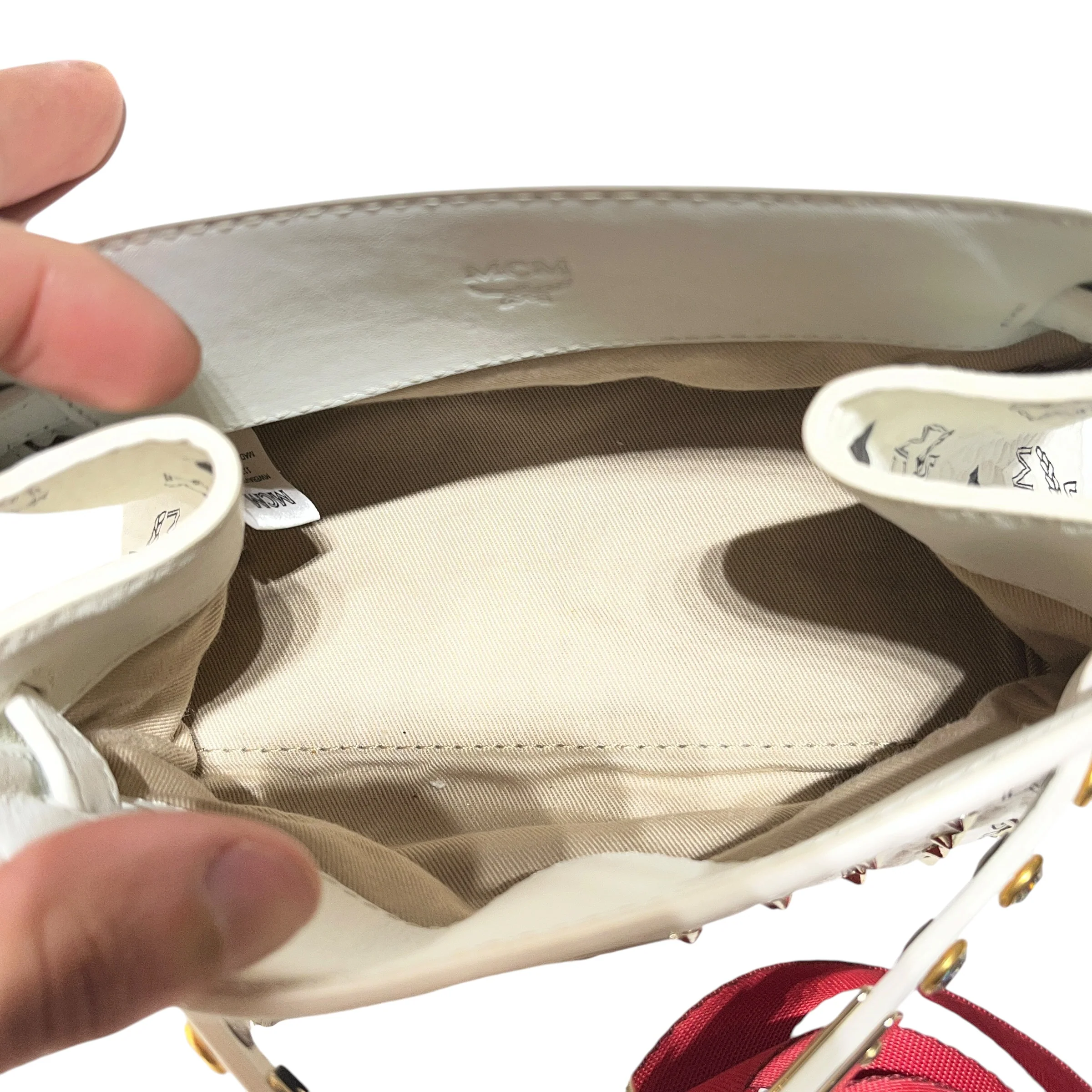 MCM/Bag/Leather/WHT/studded mini bag no strap