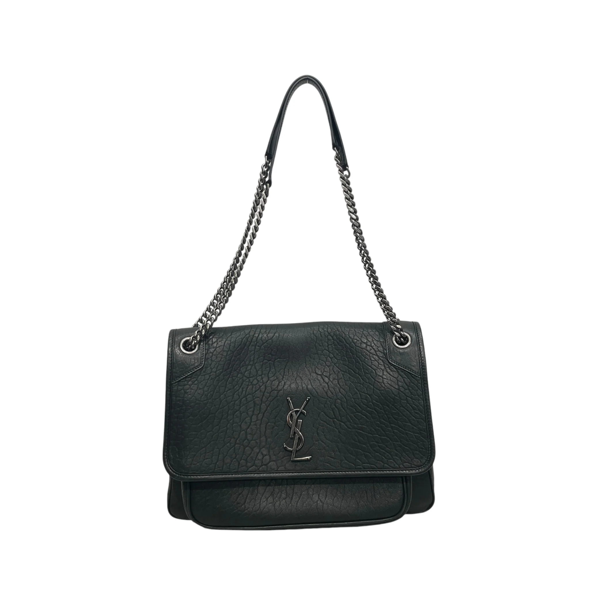 YVES SAINT LAURENT/Bag/Leather/BLK/DOUBLE MESSENGER