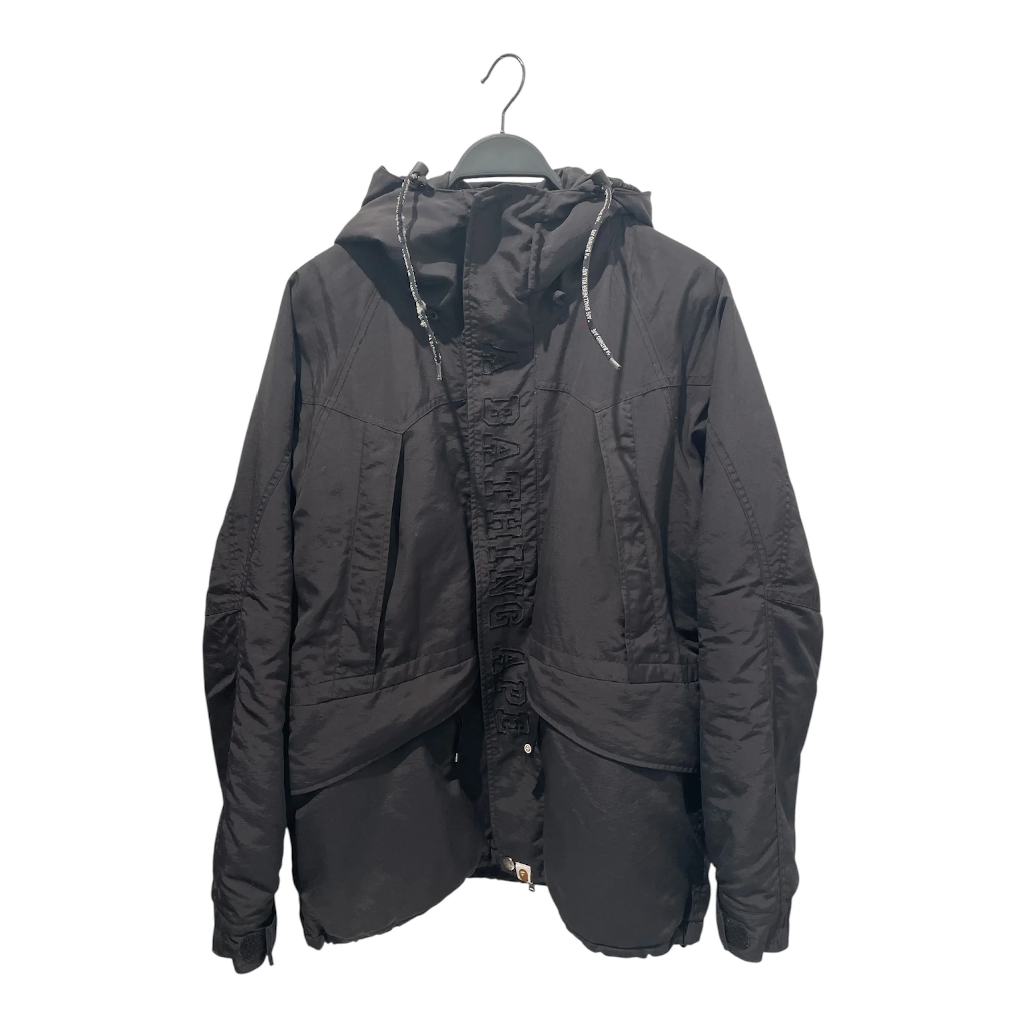 A BATHING APE/Jacket/XL/Nylon/BLK/verticle front logo