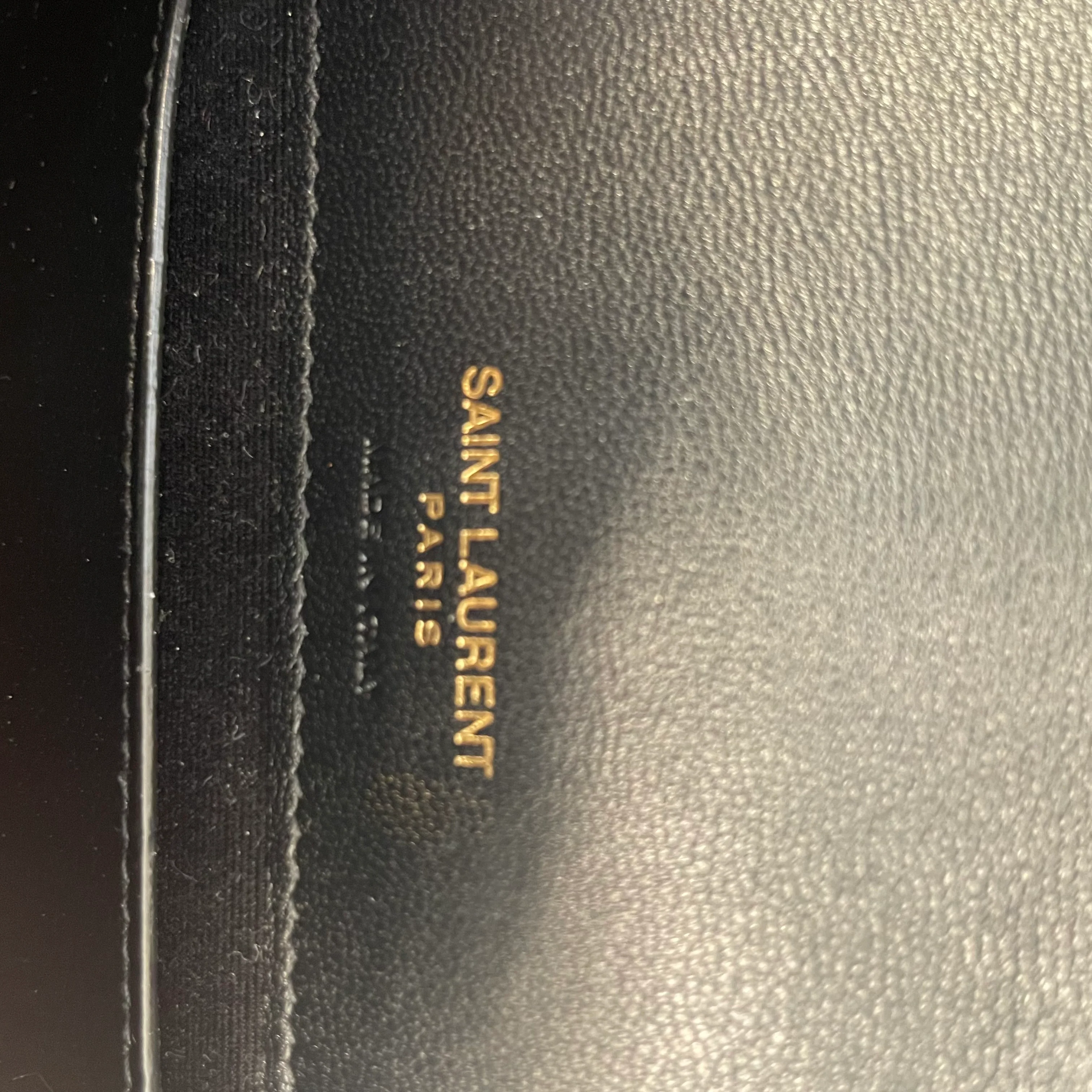 SAINT LAURENT/Hand Bag/Leather/BLK/GOLD YSL W ENVELOPE MINI