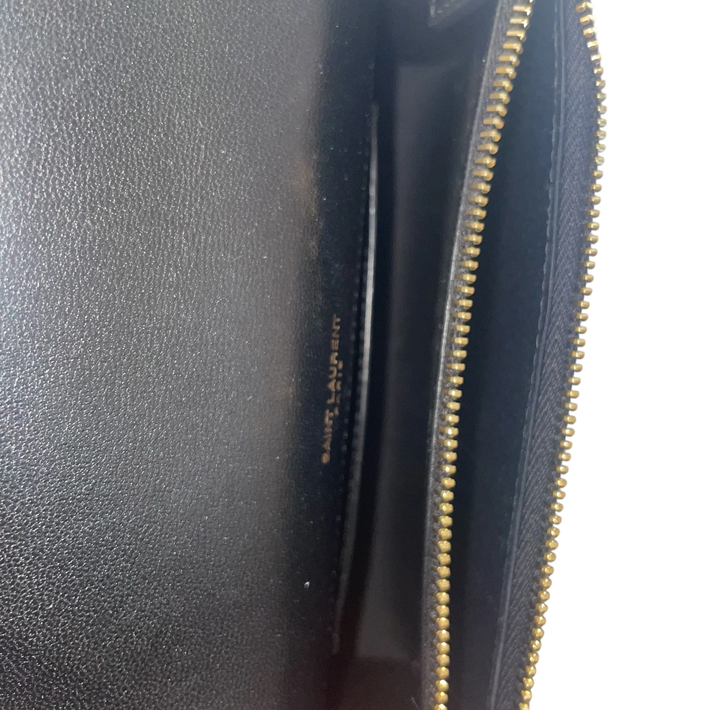 SAINT LAURENT/Hand Bag/Leather/BLK/GOLD YSL W ENVELOPE MINI