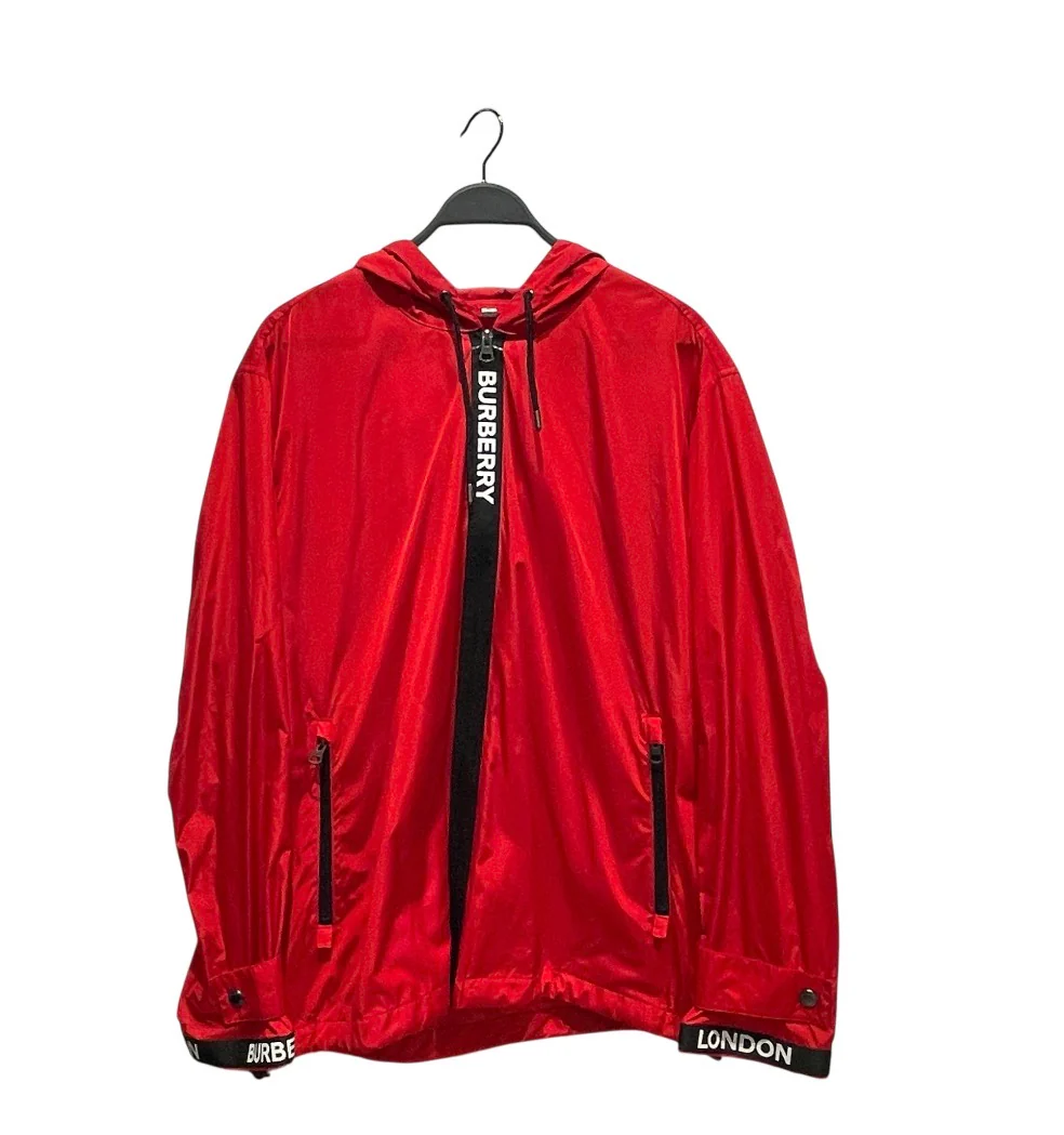 BURBERRY LONDON/Windbreaker/XL/Nylon/RED/Red Tape Logo Econyl Jacket