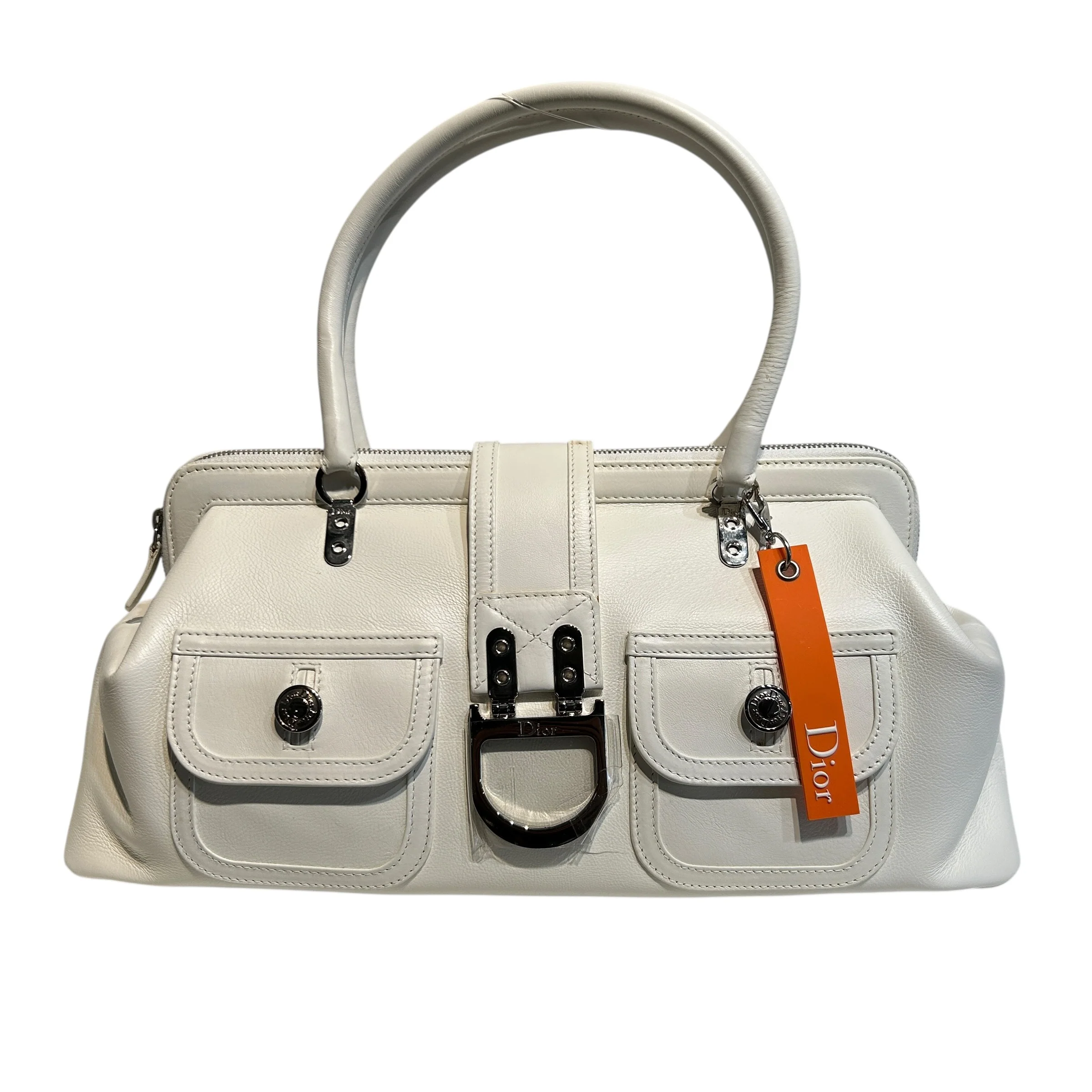 Christian Dior/Hand Bag/Leather/WHT/Flight Handbag