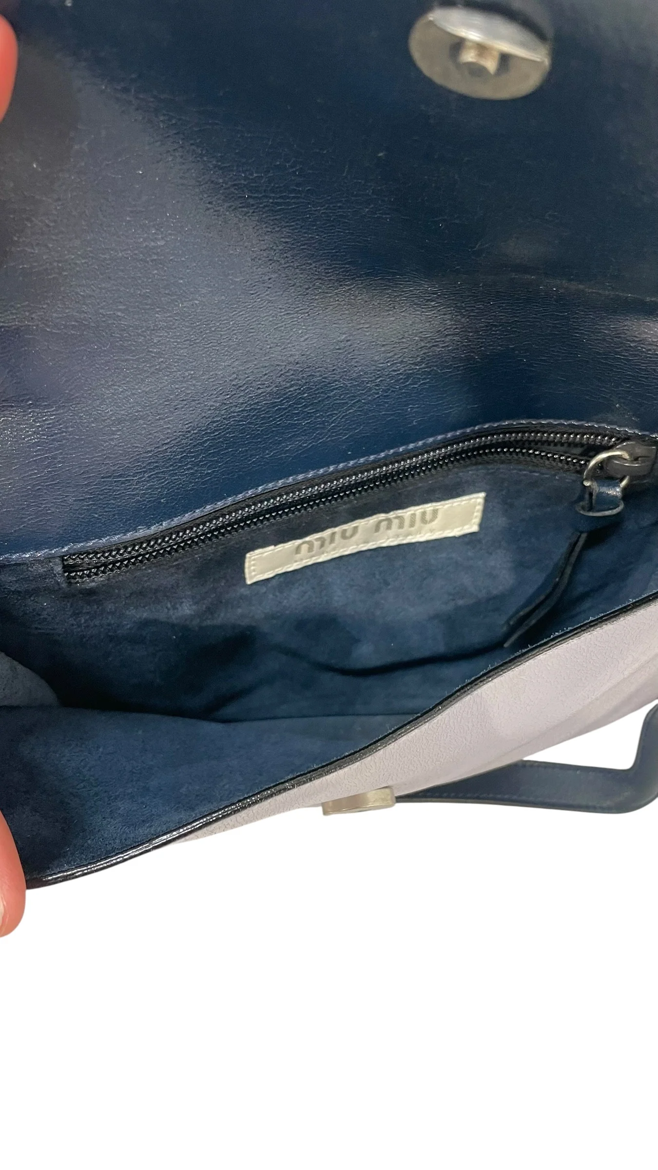 MIU MIU/Hand Bag/Leather/BLU/Messenger Removable Strap