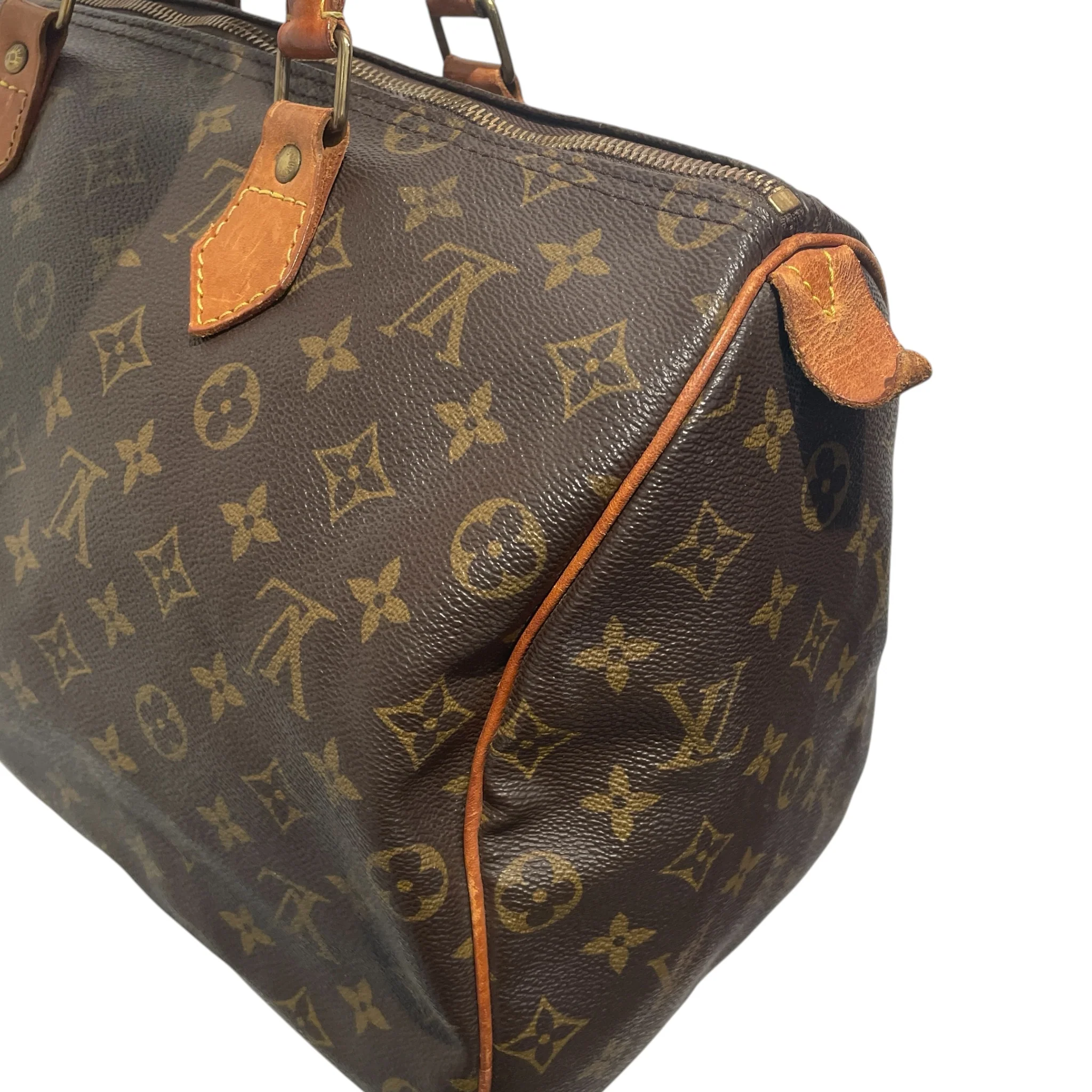 LOUIS VUITTON/Boston Bag/Monogram/Leather/BRW/Speedy 35