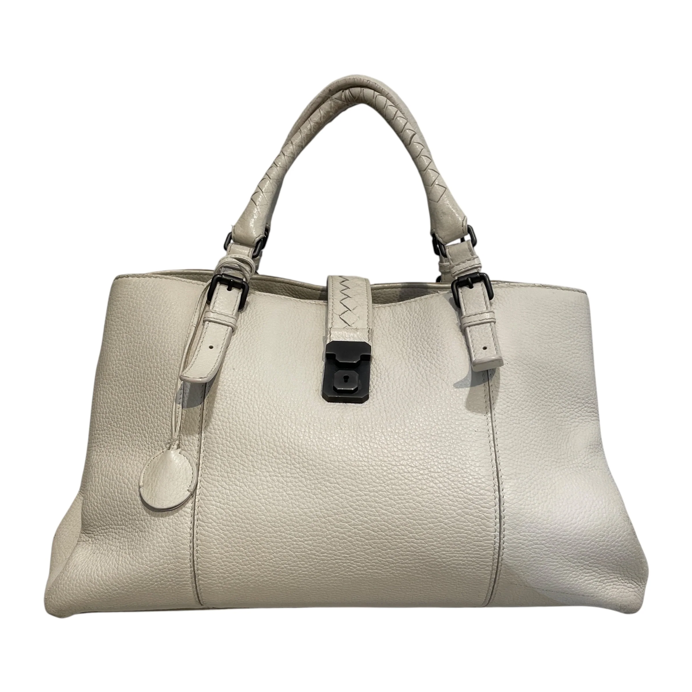 BOTTEGA VENETA/Hand Bag/Leather/CRM/Intrecciato Roma Satchel
