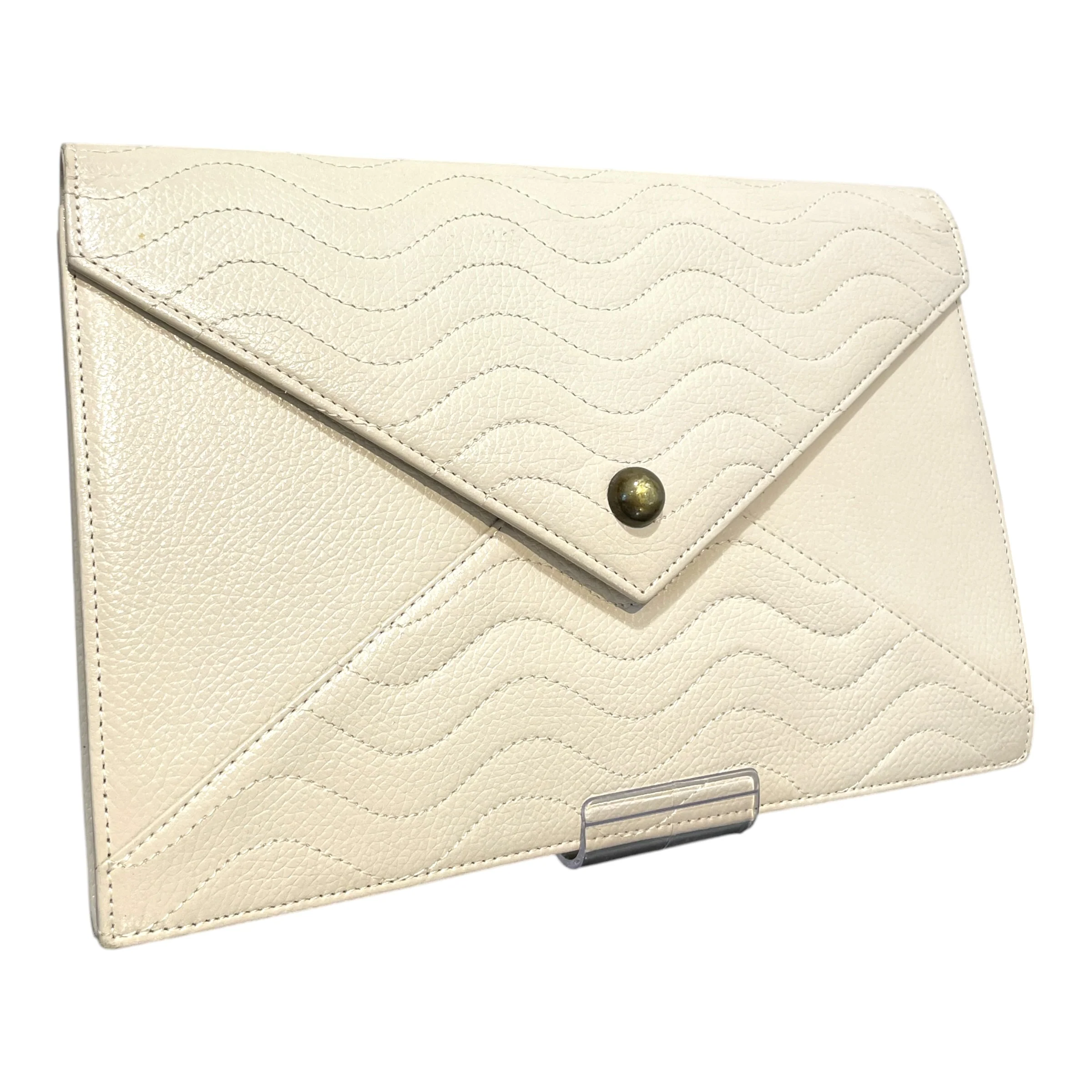 YVES SAINT LAURENT/Clutch Bag/Leather/WHT/Vintage Quilted Wave Clutch