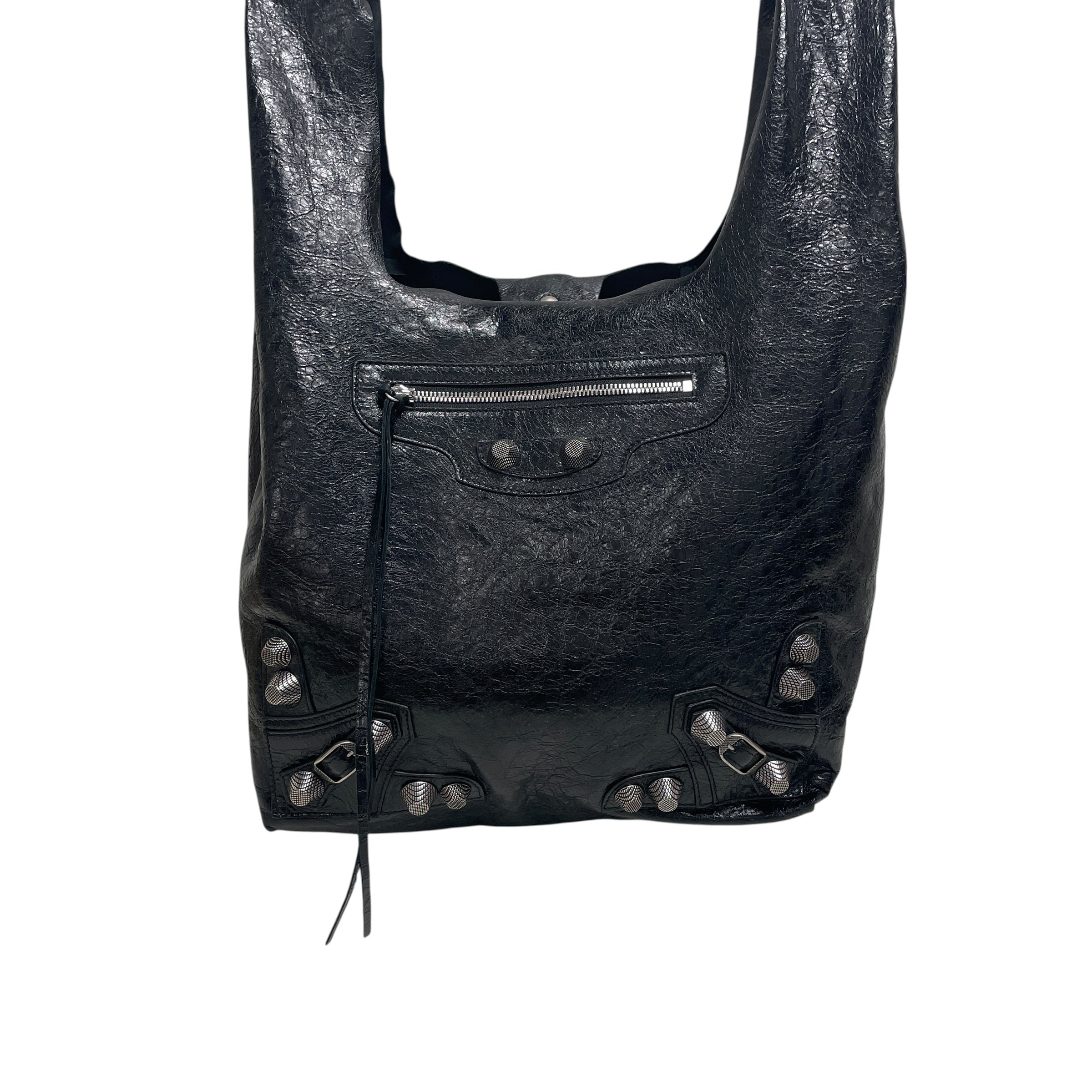 BALENCIAGA/Tote Bag/Leather/BLK/39WHV8Y, CAGOLE CRACKED