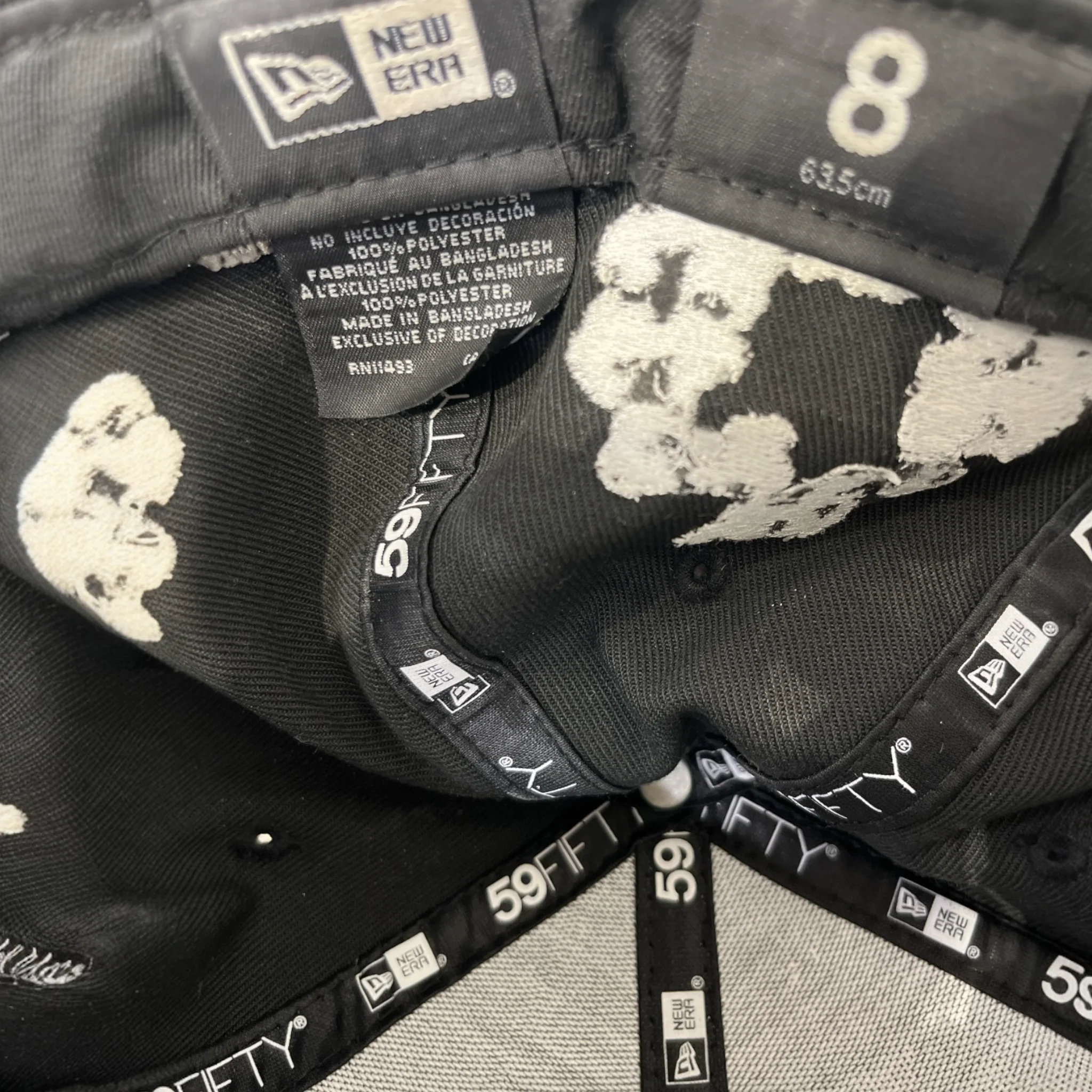 DENIM TEARS/Hat/8/Graphic/Cotton/BLK/NEW ERA FITTED WHITE FLOWER
