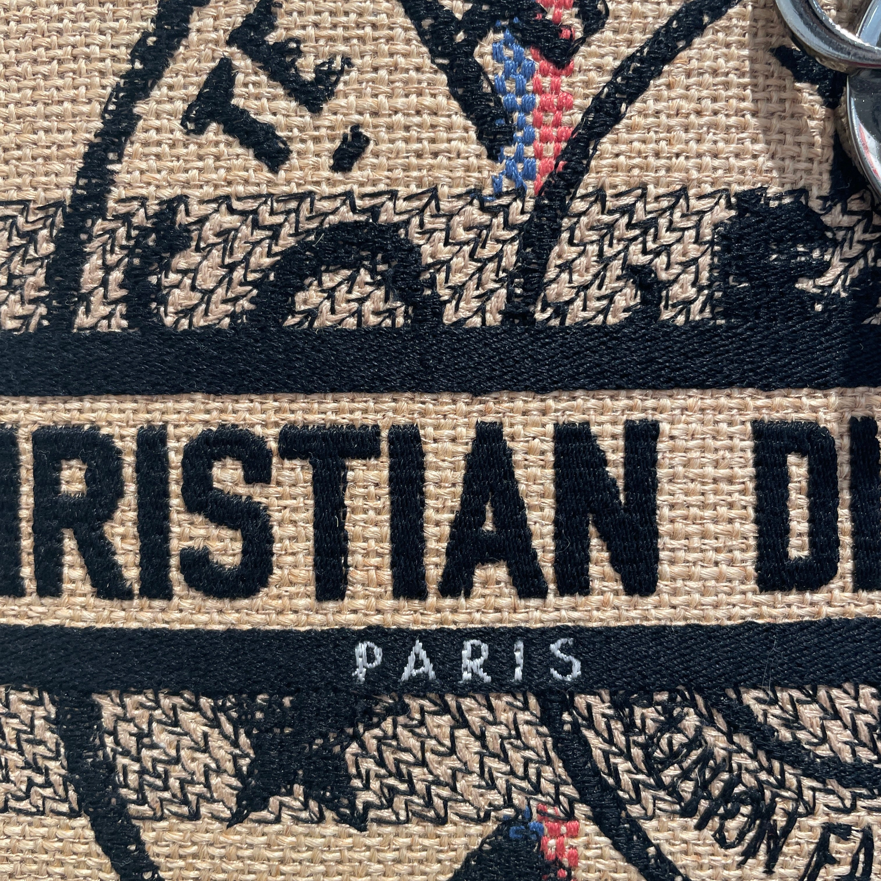 Christian Dior/Tote Bag/Graphic/Cotton/BEG/Lady D-Lite Embroidered Jute