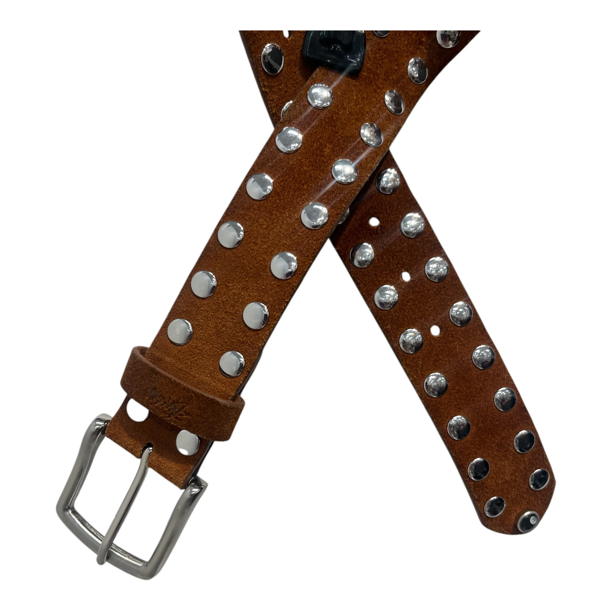 STUSSY/Belt/Suede/BRW/STUDDED STUSSY BELT BRWN SUEDE