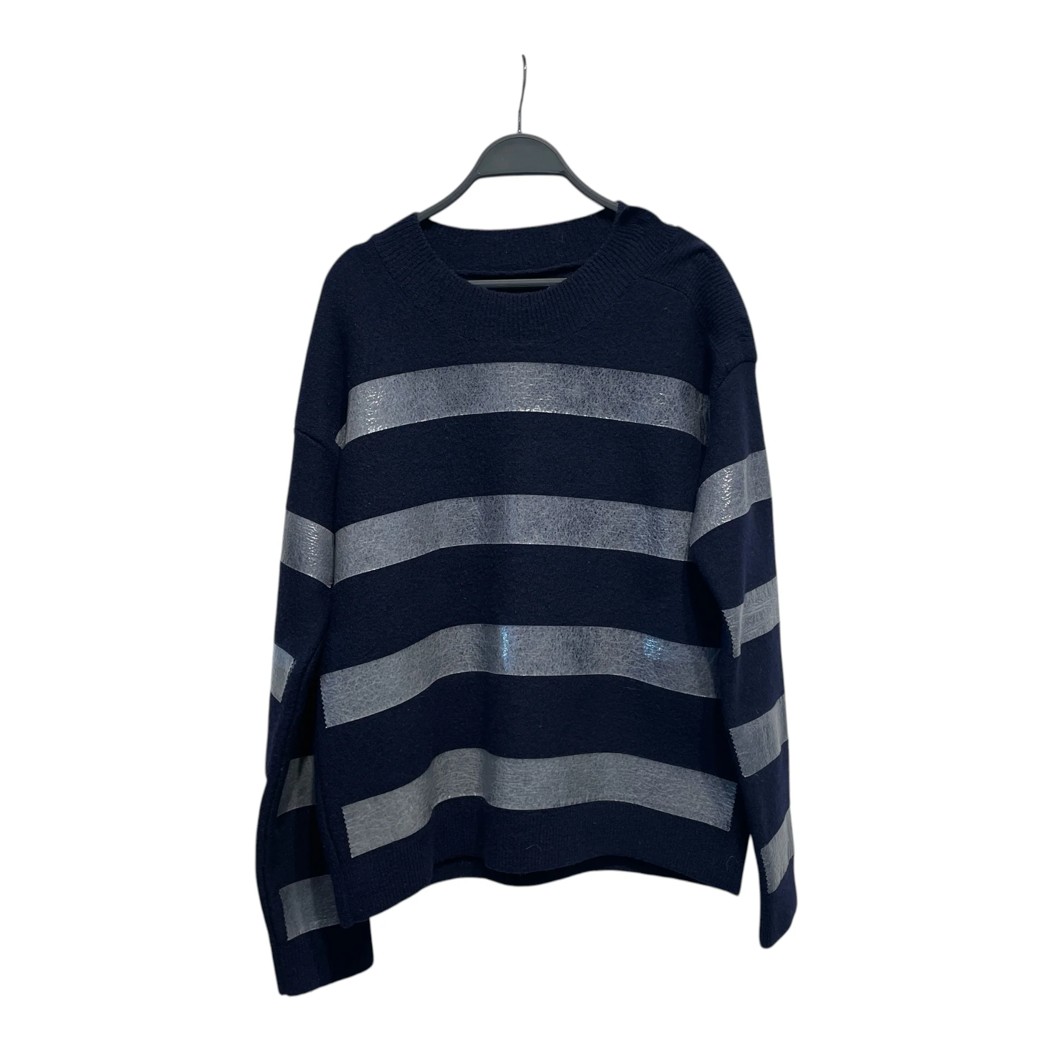 MM6/Heavy Cardigan/M/Stripe/Wool/NVY/tape stripe
