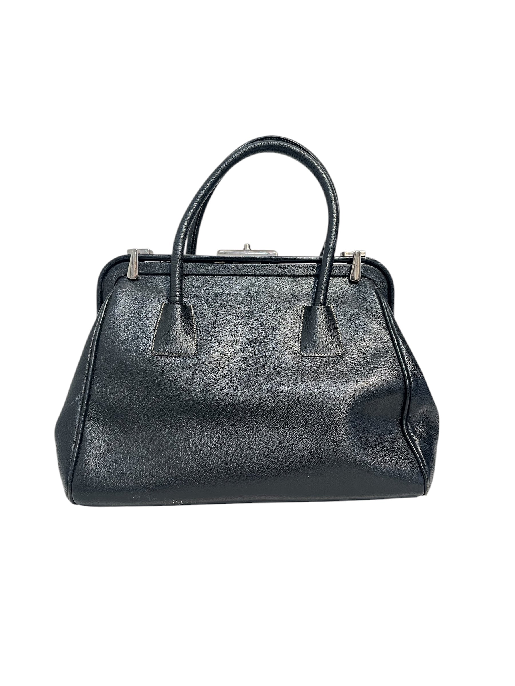 PRADA/Bag/Leather/BLK/DOCTOR BAG MADRASCERNIERA