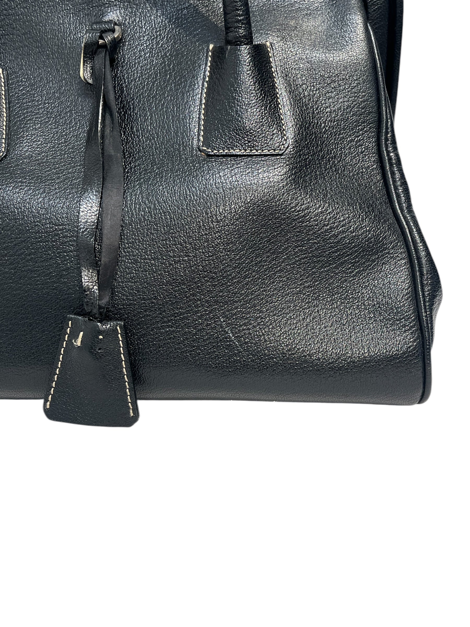 PRADA/Bag/Leather/BLK/DOCTOR BAG MADRASCERNIERA