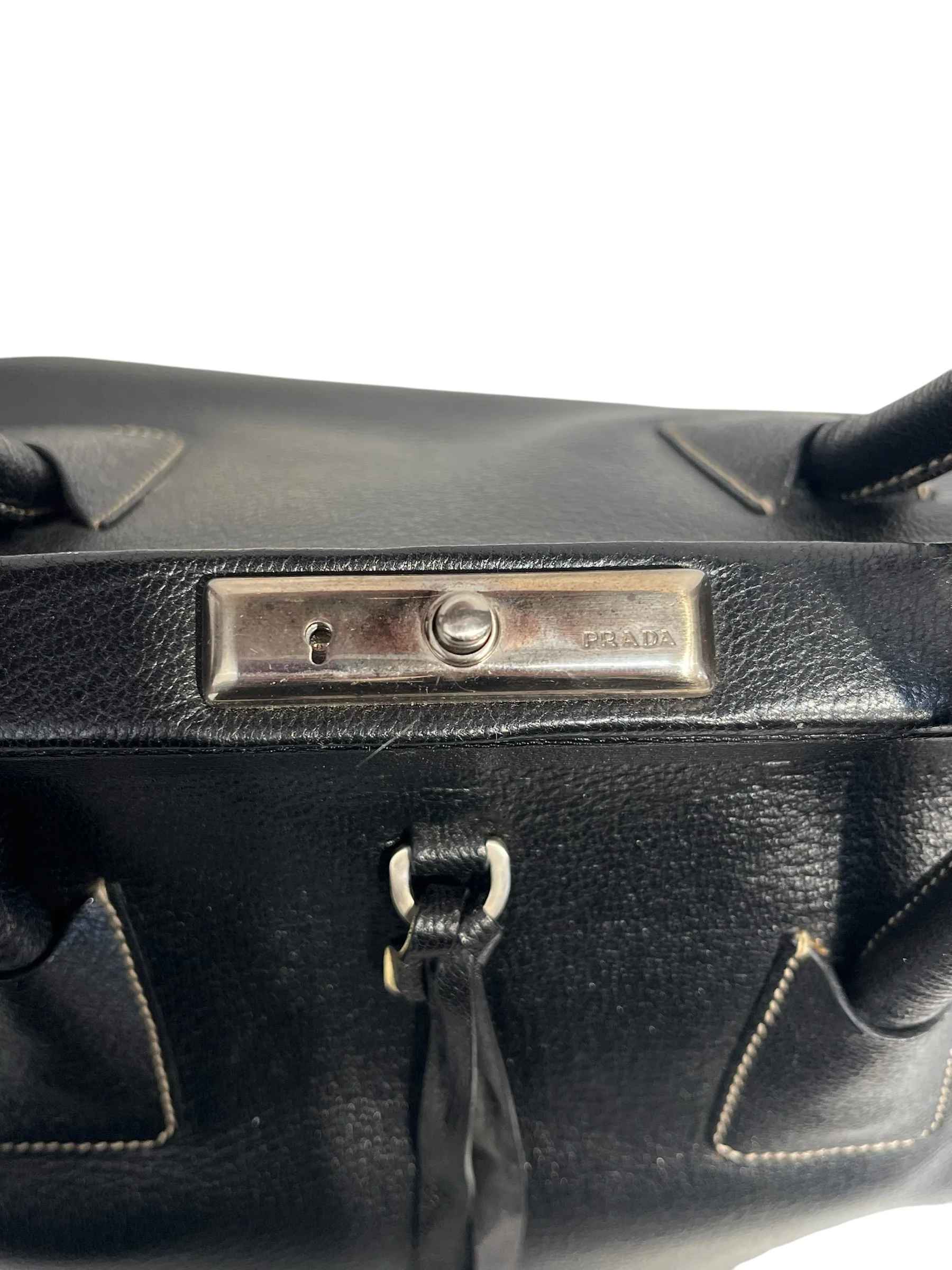 PRADA/Bag/Leather/BLK/DOCTOR BAG MADRASCERNIERA