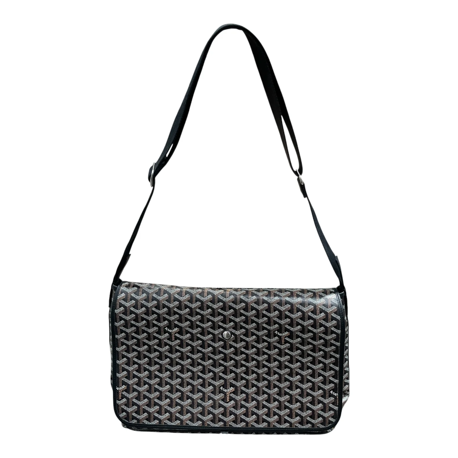 GOYARD/Cross Body Bag/Monogram/Leather/BLK/CANVAS GOYARDINE CAPECIAN