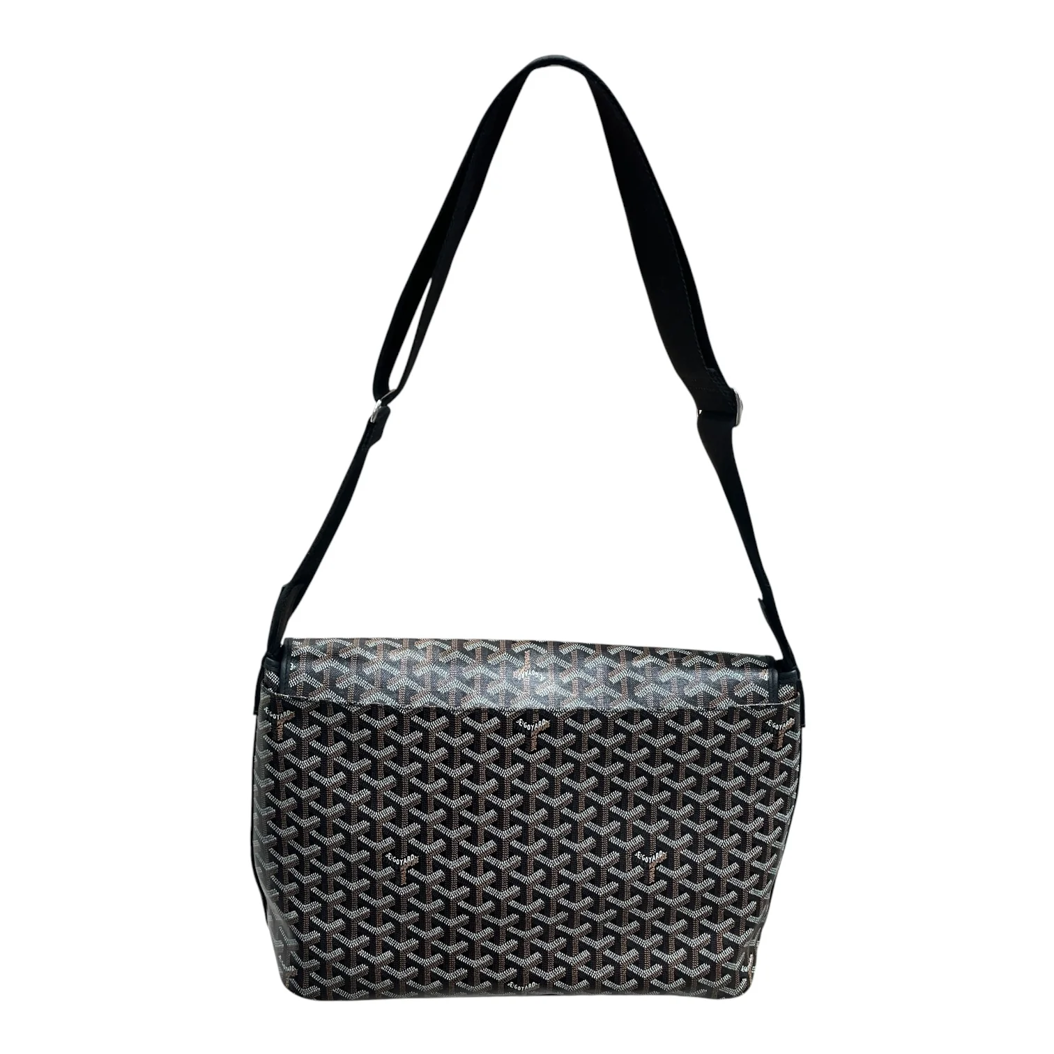 GOYARD/Cross Body Bag/Monogram/Leather/BLK/CANVAS GOYARDINE CAPECIAN