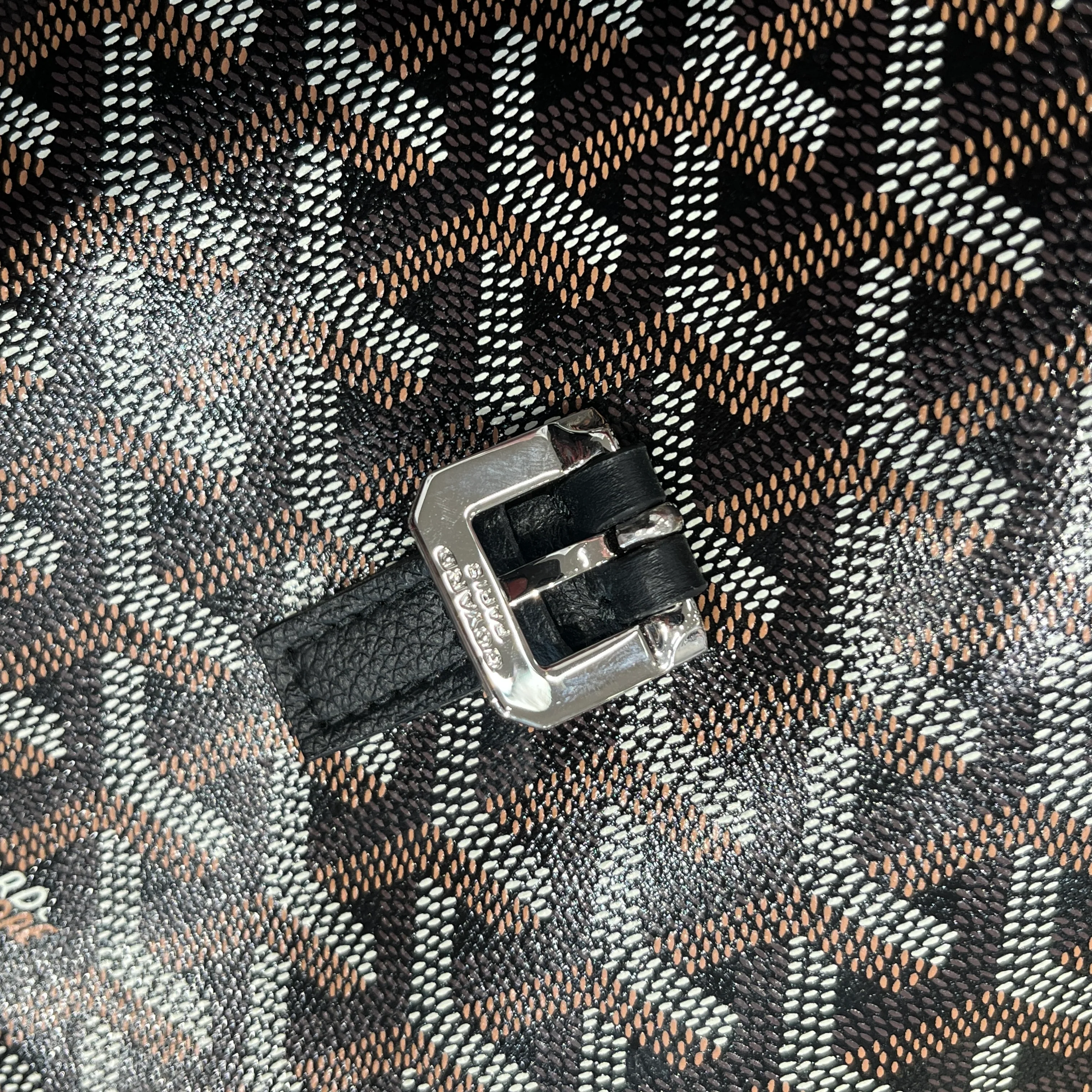 GOYARD/Cross Body Bag/Monogram/Leather/BLK/CANVAS GOYARDINE CAPECIAN