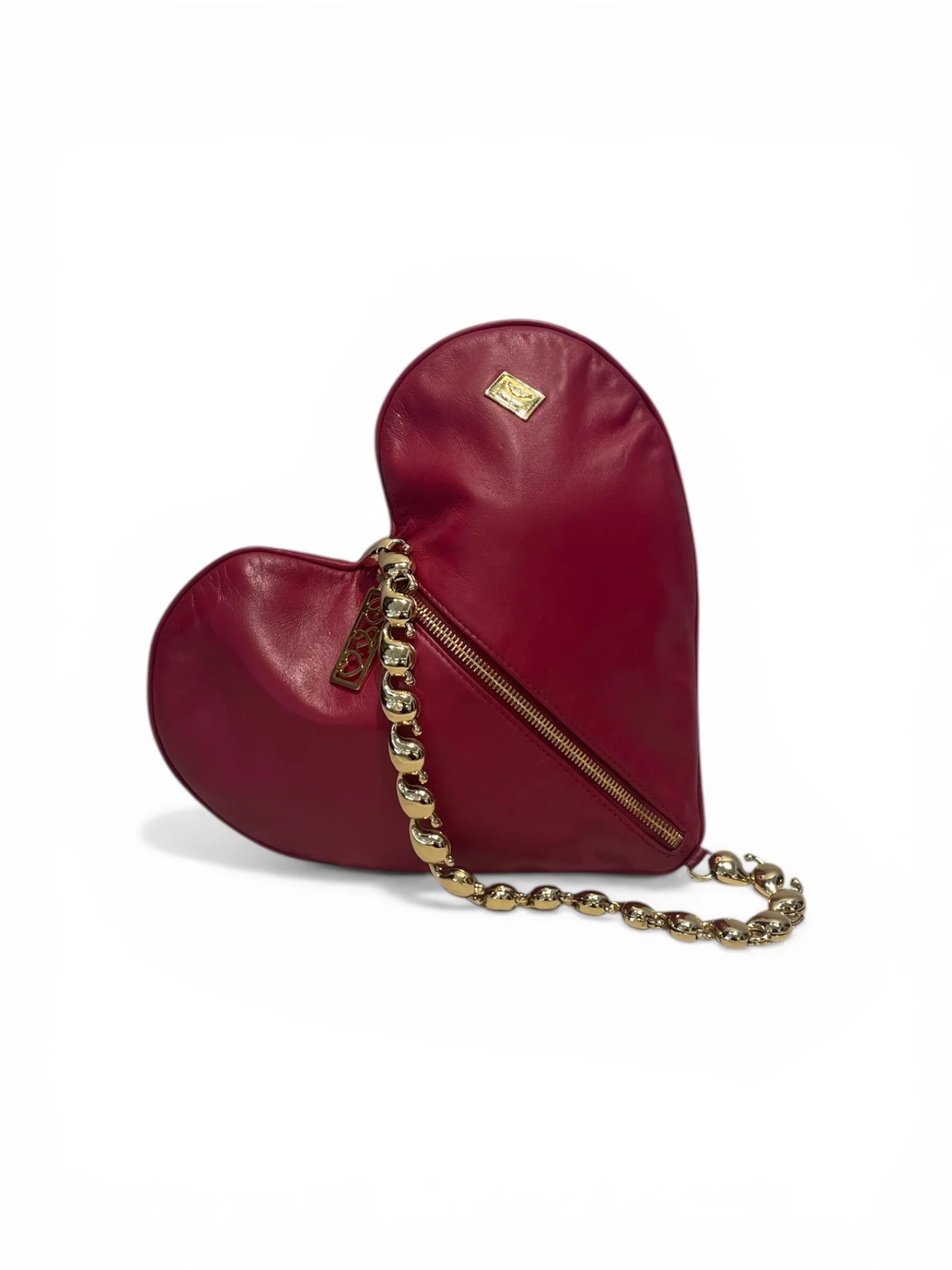 MOSCHINO/Clutch Bag/Leather/RED/Heart-Shaped Gold