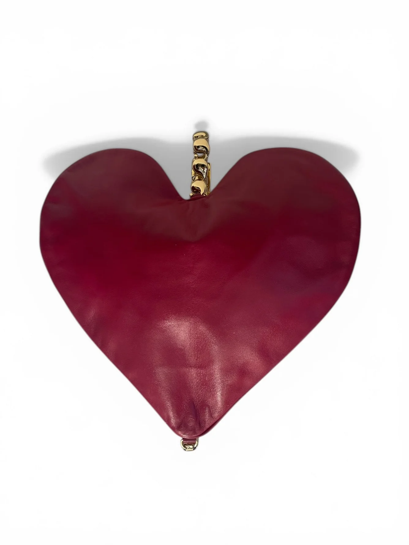 MOSCHINO/Clutch Bag/Leather/RED/Heart-Shaped Gold