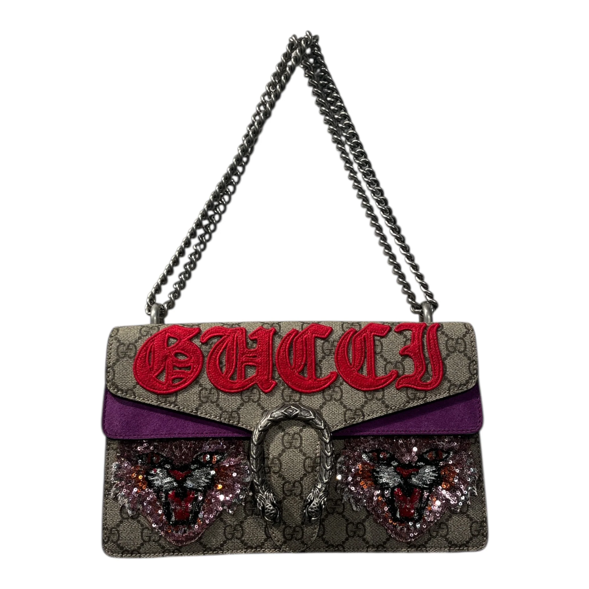 GUCCI/Hand Bag/Monogram/Leather/MLT/DIONYSUS PURPLE SUEDE TRIM