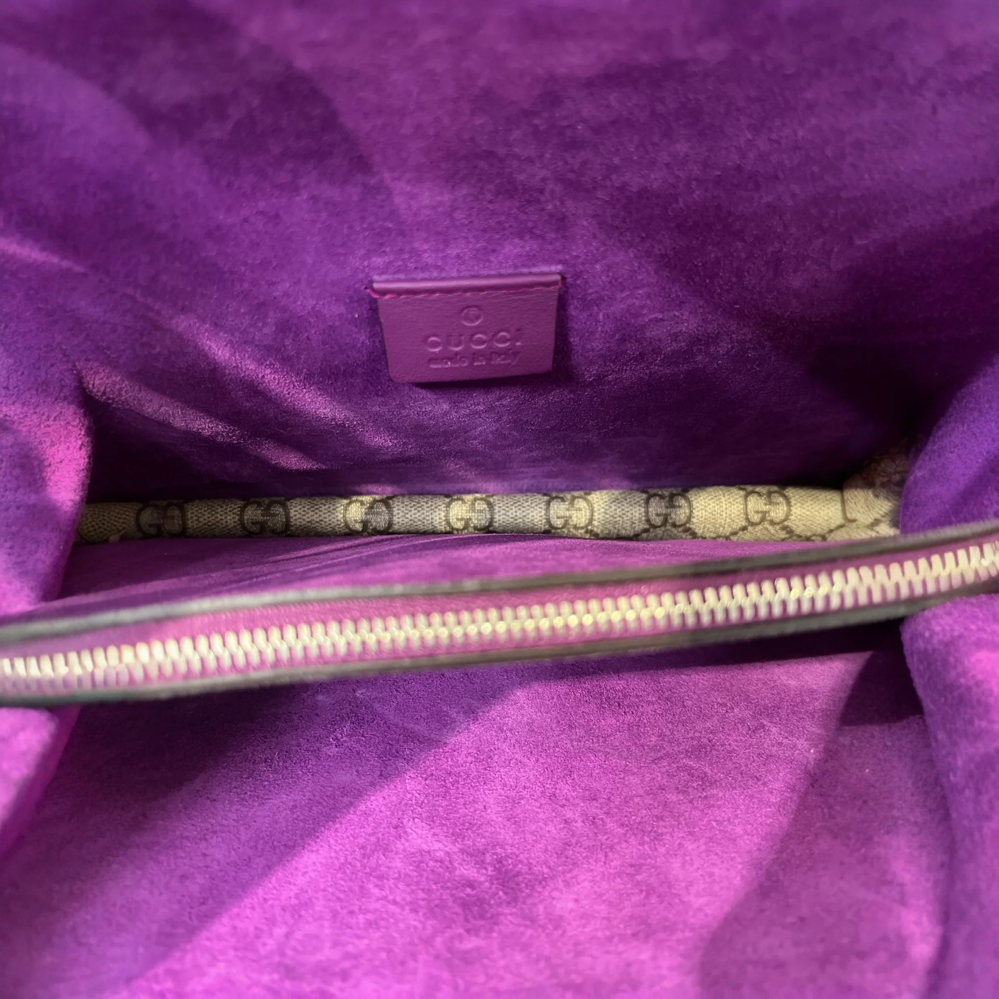 GUCCI/Hand Bag/Monogram/Leather/MLT/DIONYSUS PURPLE SUEDE TRIM