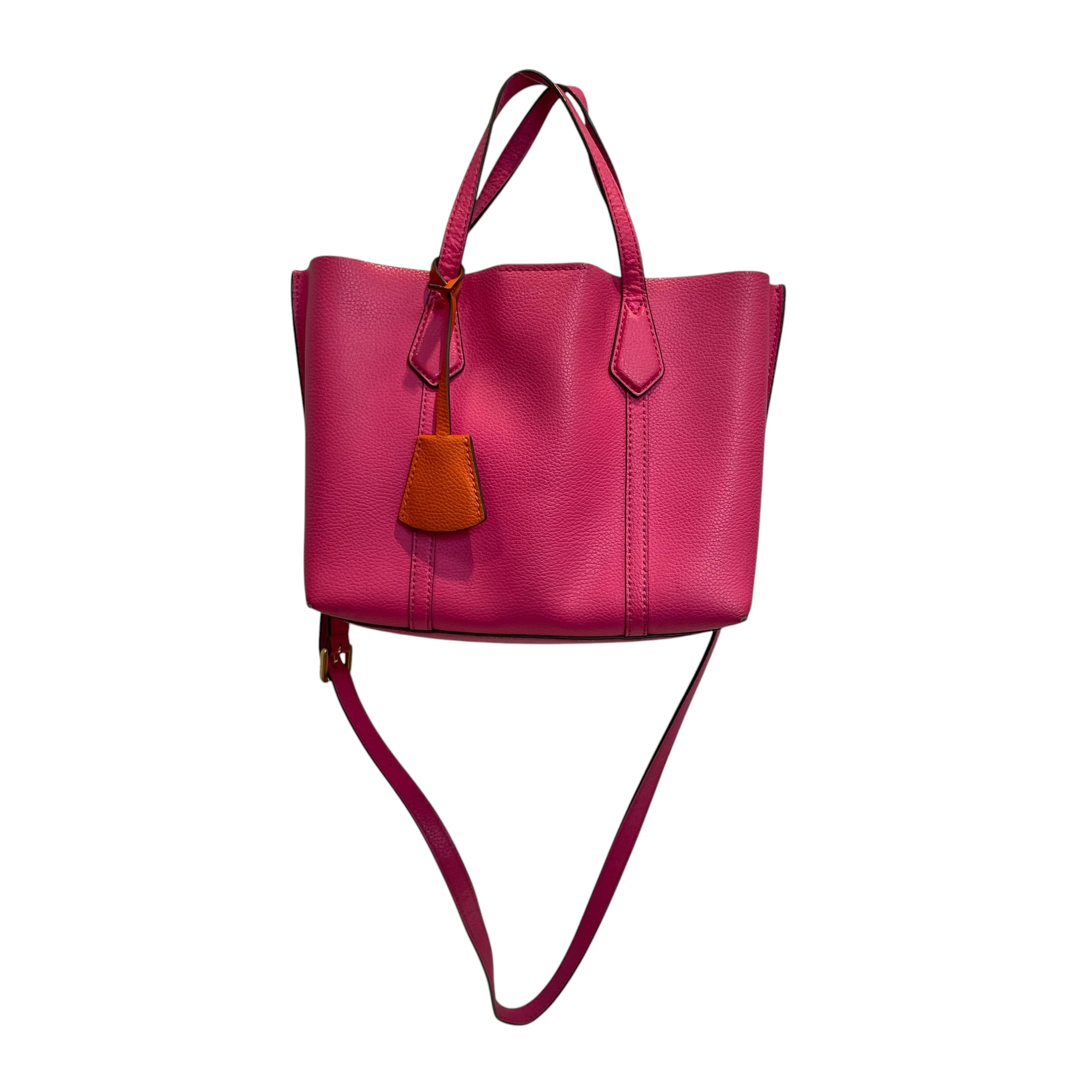 TORY BURCH/Hand Bag/Leather/PNK/hot pink/orange charm