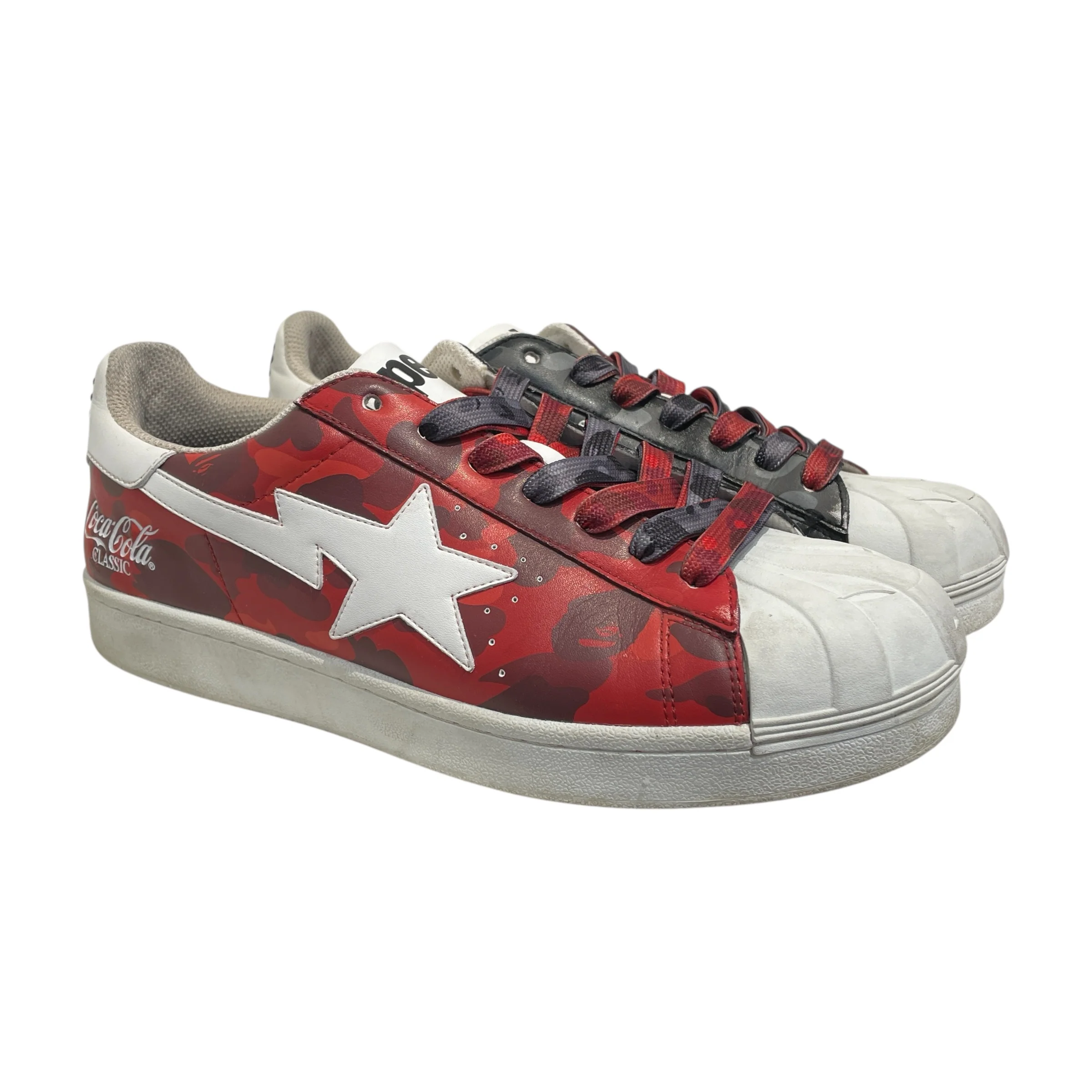 BAPE STA!/Coca･Cola/Low-Sneakers/US 9.5/Camouflage/Leather/MLT/Skull Sta Multicolor