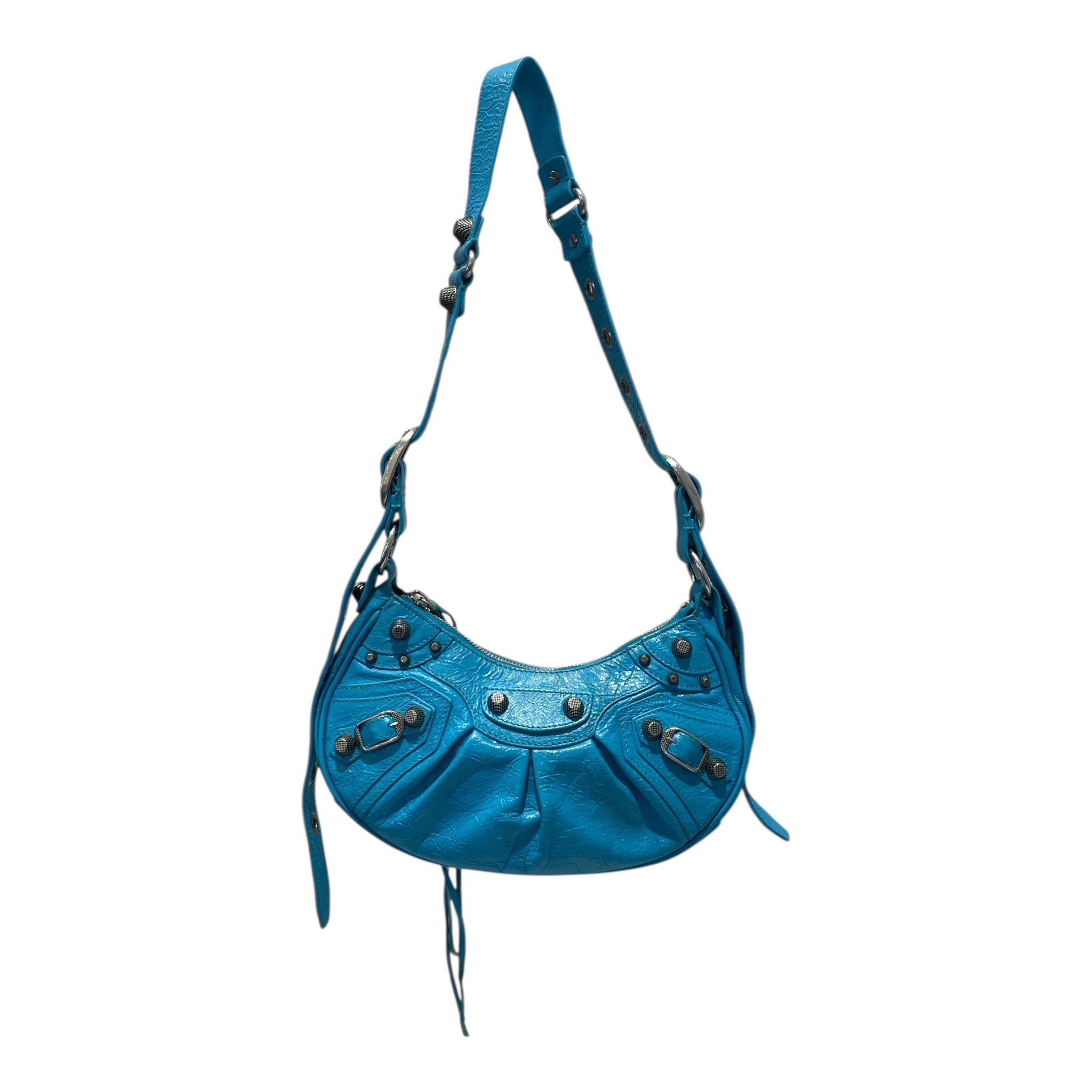 BALENCIAGA/Hand Bag/Leather/BLU/LA CAGOLE XS