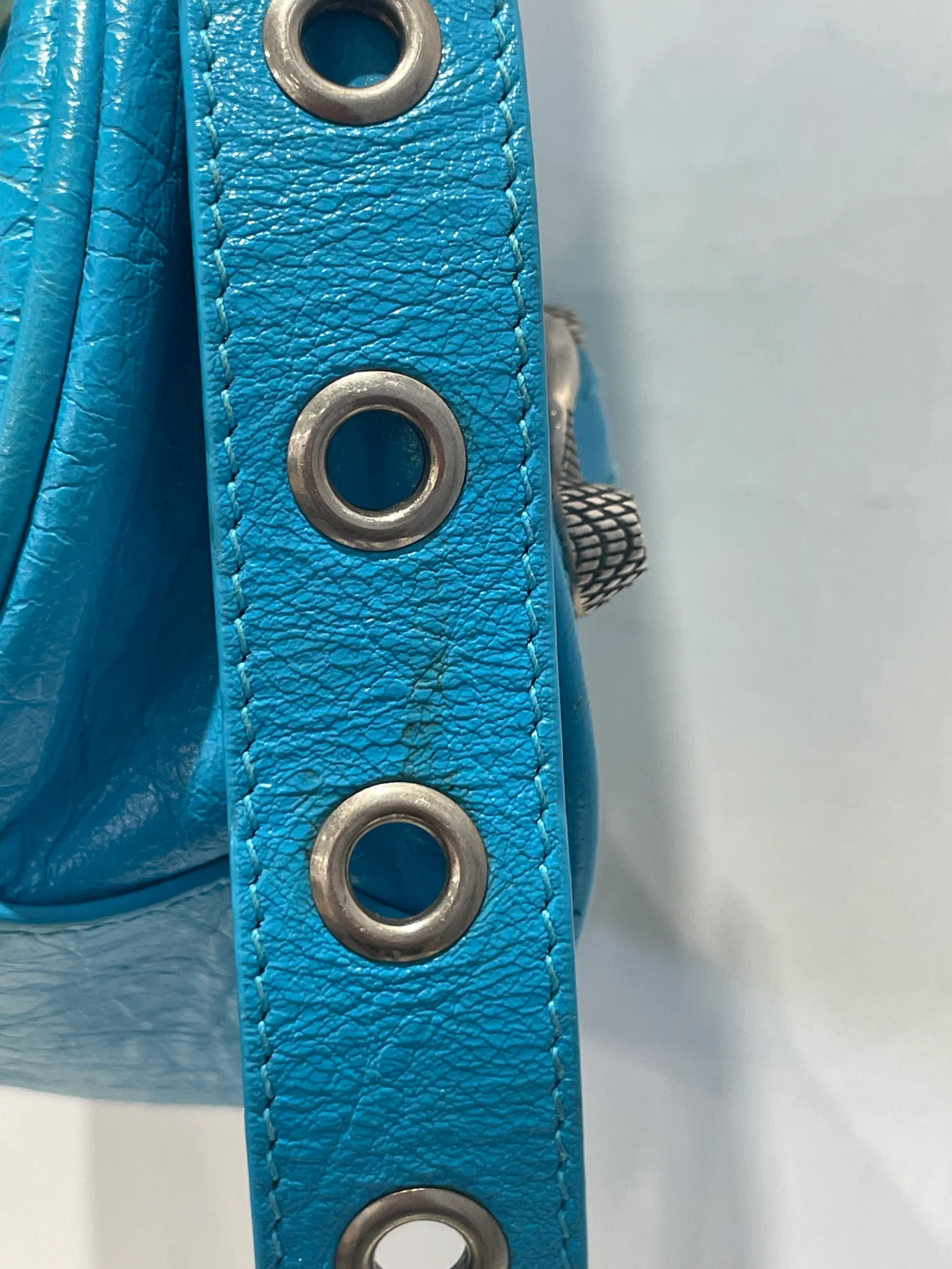 BALENCIAGA/Hand Bag/Leather/BLU/LA CAGOLE XS