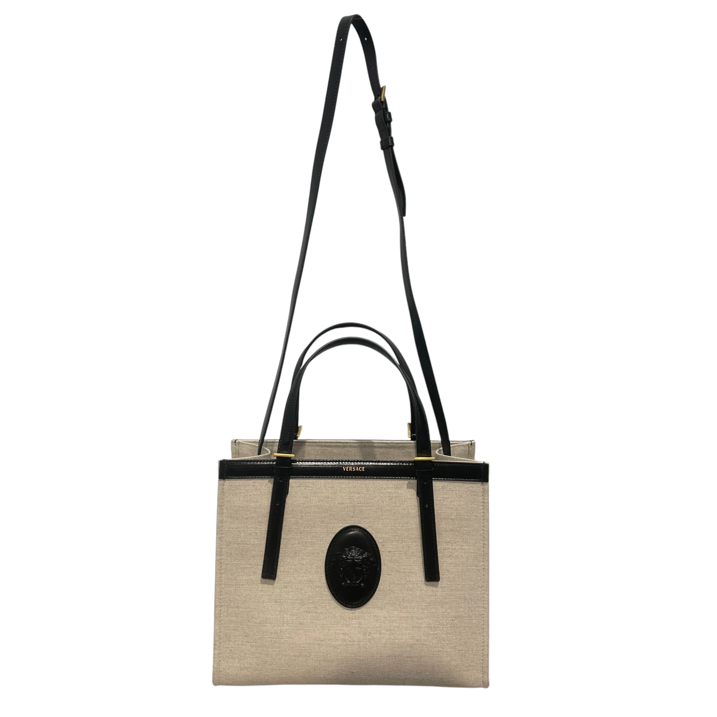 VERSACE/Tote Bag/Cotton/WHT/tote versce logo