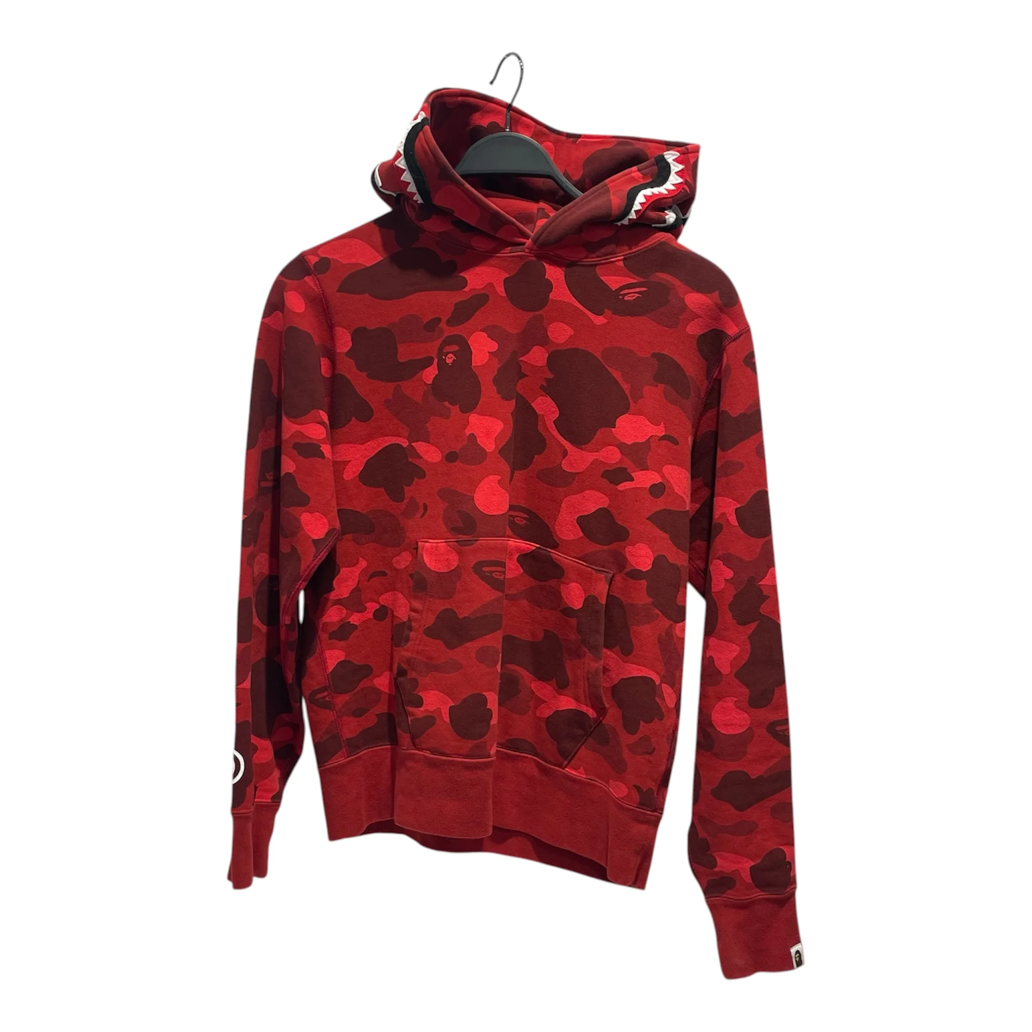 A BATHING APE/Hoodie/S/All Over Print/Cotton/RED/Shark Pullover Hoodie