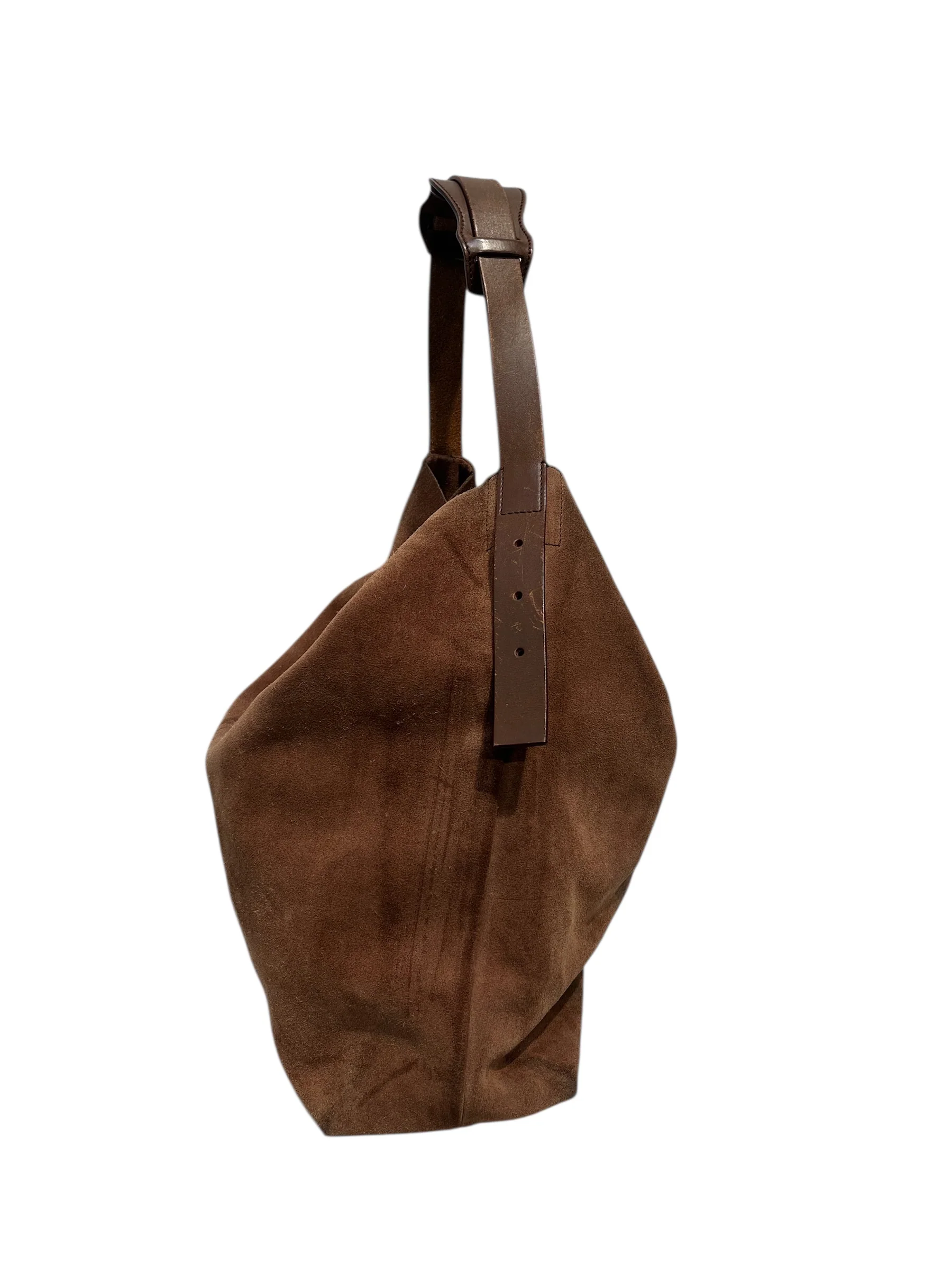 BALENCIAGA/Tote Bag/Suede/CML/LEATHER STRAP ADJUSTABLE